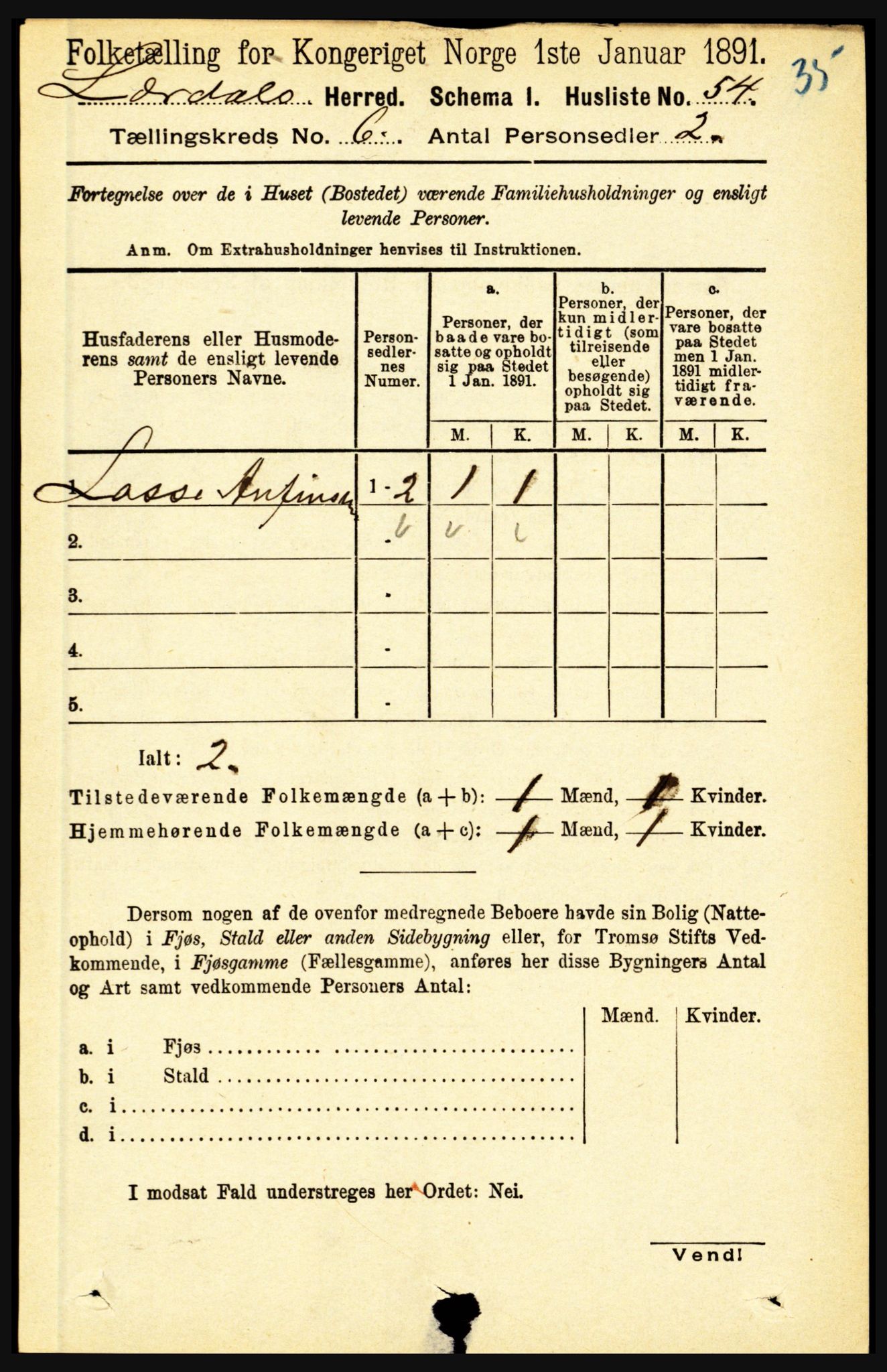 RA, 1891 census for 1422 Lærdal, 1891, p. 460