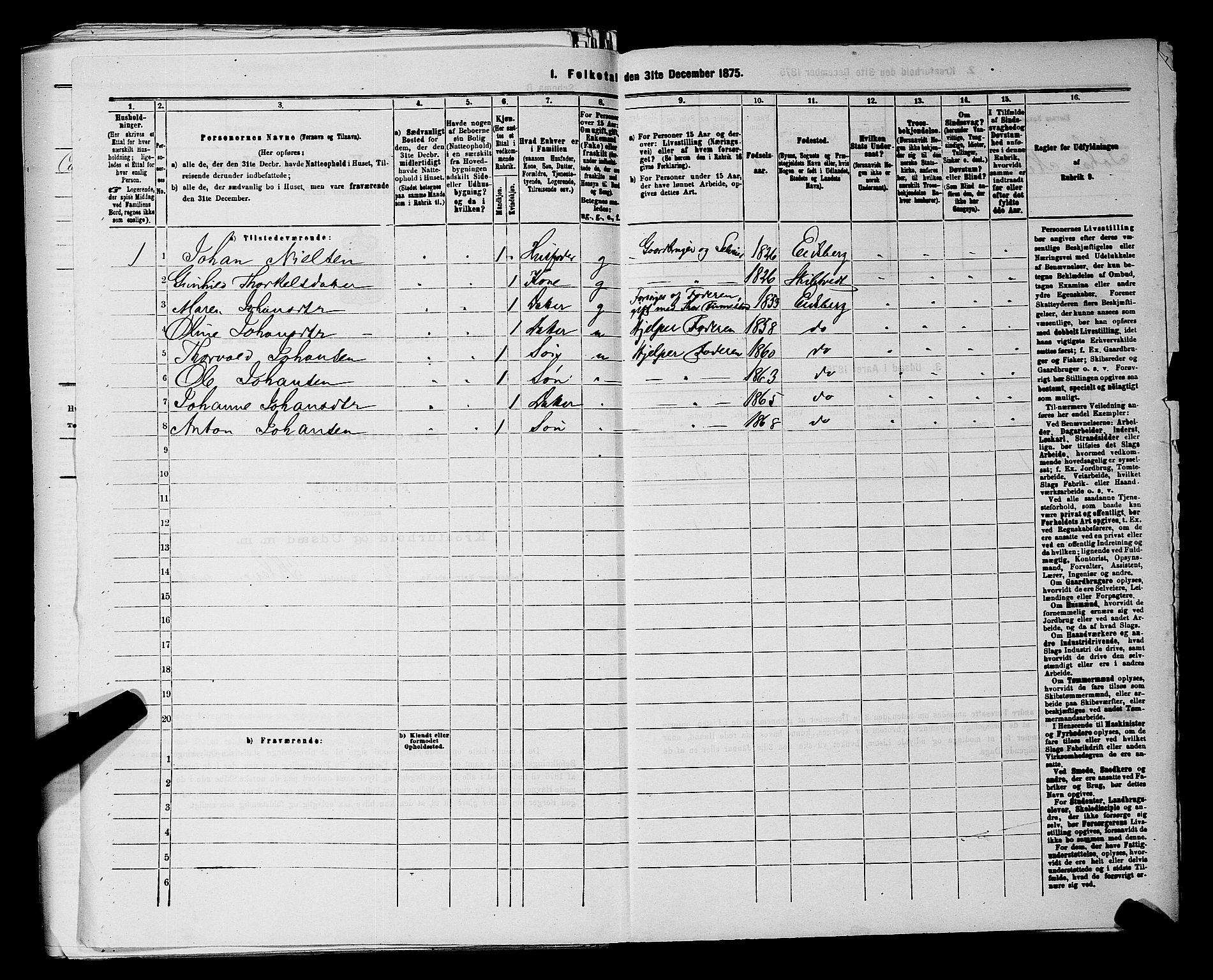 RA, 1875 census for 0125P Eidsberg, 1875, p. 892