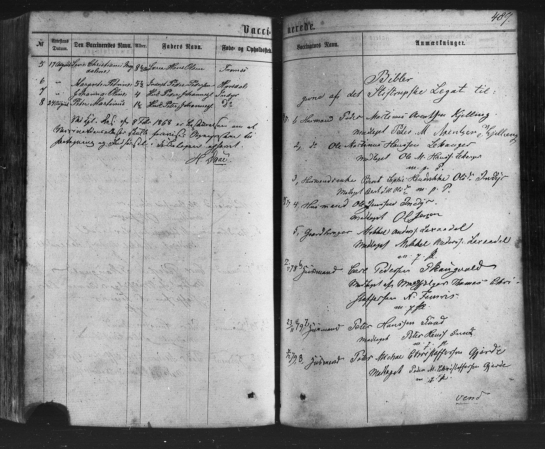 Ministerialprotokoller, klokkerbøker og fødselsregistre - Nordland, AV/SAT-A-1459/805/L0098: Parish register (official) no. 805A05, 1862-1879, p. 489