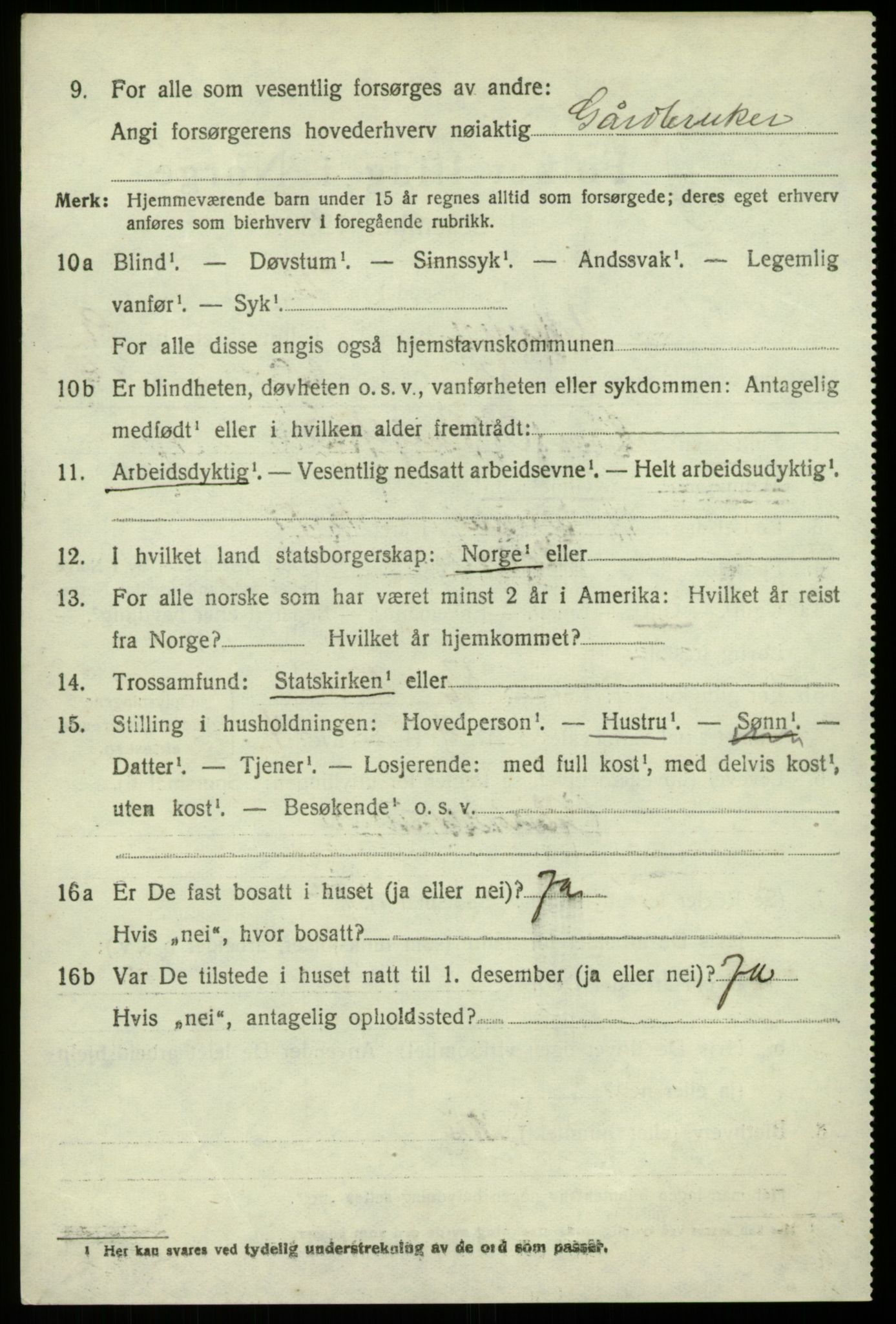 SAB, 1920 census for Hamre, 1920, p. 5954