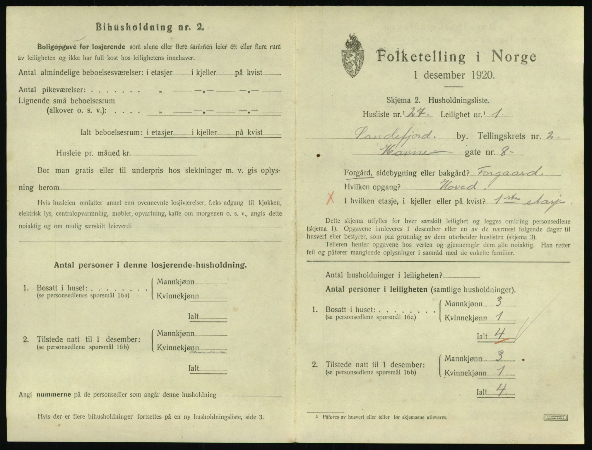 SAKO, 1920 census for Sandefjord, 1920, p. 1742