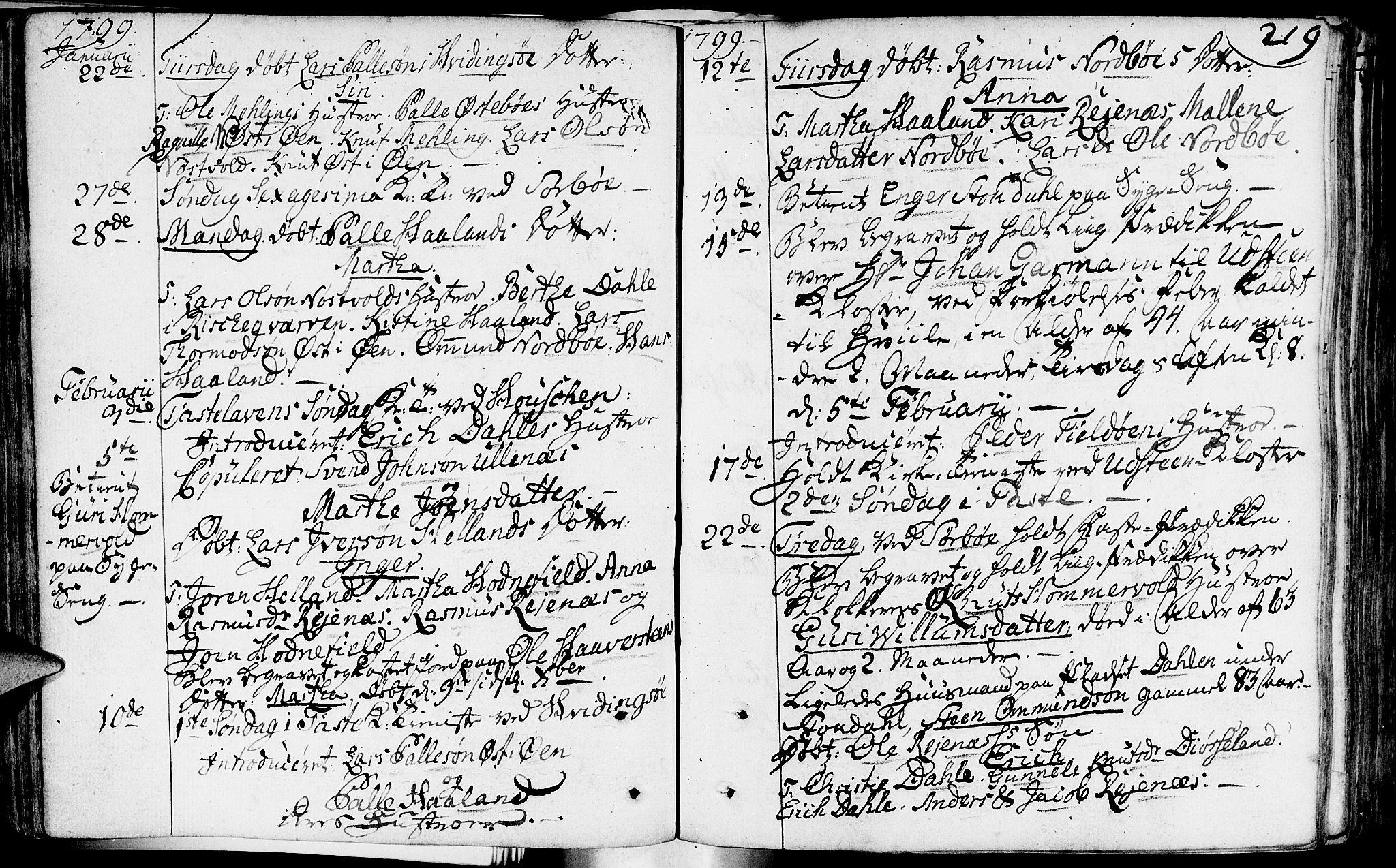 Rennesøy sokneprestkontor, SAST/A -101827/H/Ha/Haa/L0003: Parish register (official) no. A 3, 1772-1815, p. 219