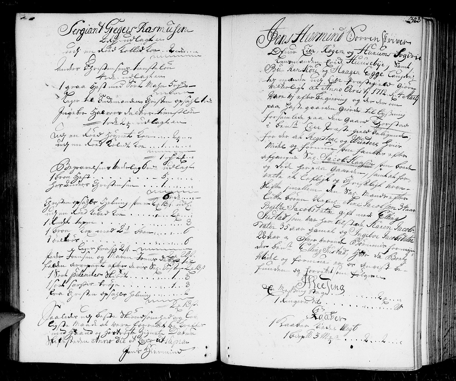 Lier, Røyken og Hurum sorenskriveri, AV/SAKO-A-89/H/Hc/L0002: Skifteprotokoll, 1708-1717, p. 322b-323a