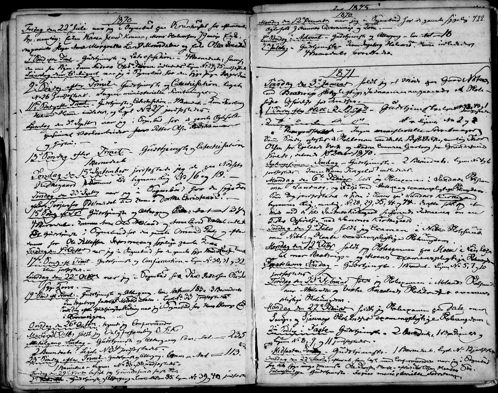 Søndeled sokneprestkontor, AV/SAK-1111-0038/F/Fa/L0003: Parish register (official) no. A 3, 1861-1879, p. 722