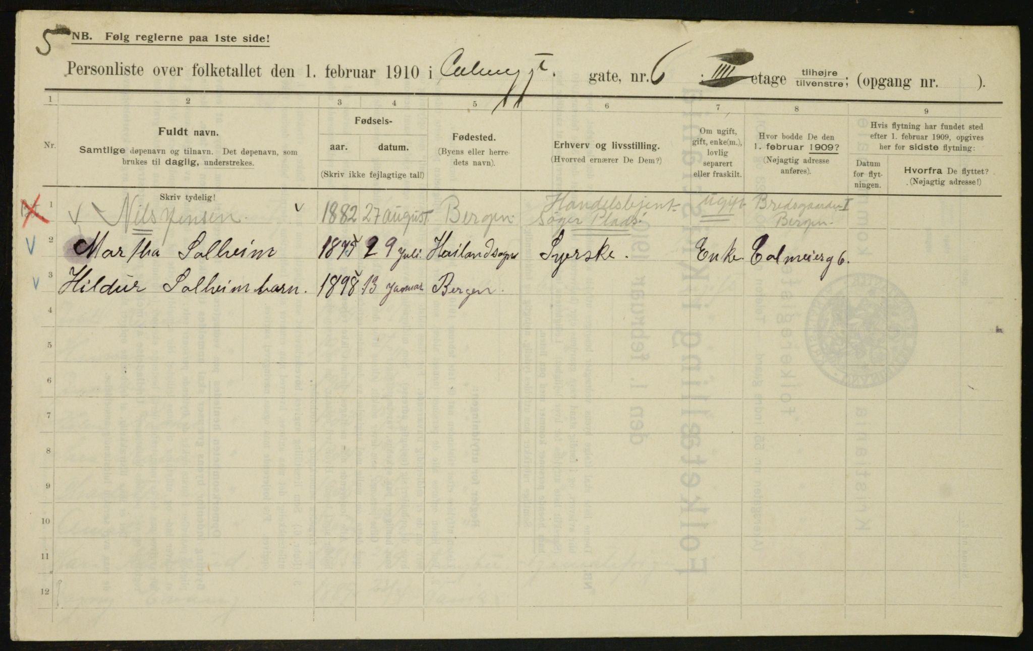 OBA, Municipal Census 1910 for Kristiania, 1910, p. 10879