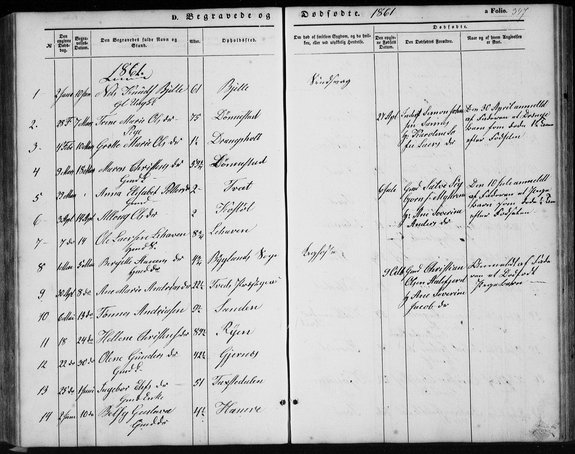 Tveit sokneprestkontor, AV/SAK-1111-0043/F/Fb/L0003: Parish register (copy) no. B 3, 1854-1886, p. 347