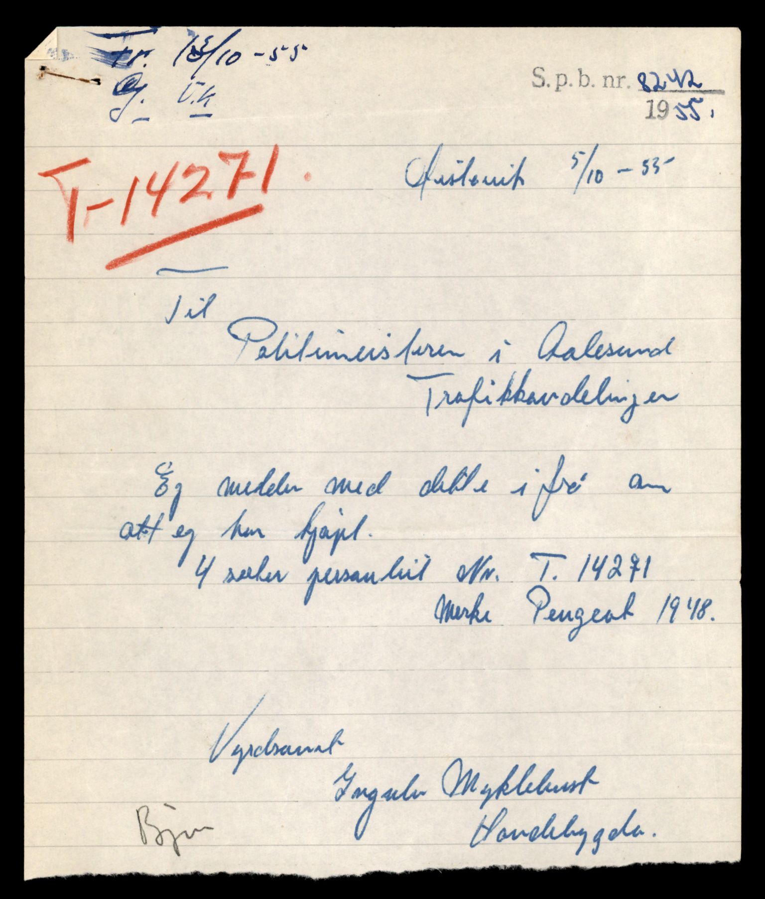 Møre og Romsdal vegkontor - Ålesund trafikkstasjon, AV/SAT-A-4099/F/Fe/L0044: Registreringskort for kjøretøy T 14205 - T 14319, 1927-1998, p. 1969