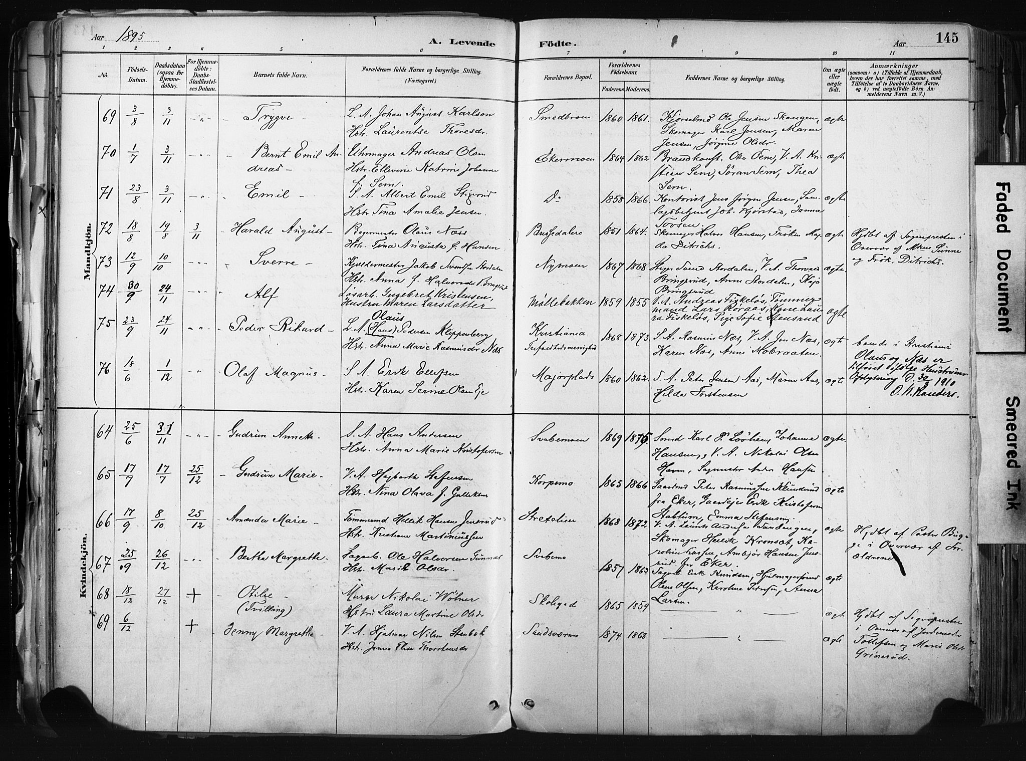 Kongsberg kirkebøker, AV/SAKO-A-22/F/Fb/L0002: Parish register (official) no. II 2, 1886-1896, p. 145