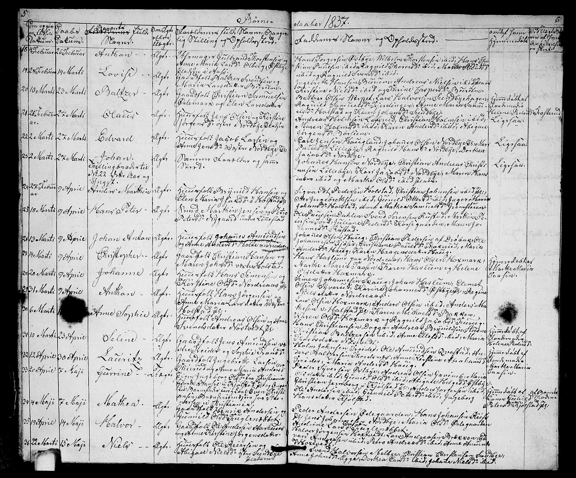 Ås prestekontor Kirkebøker, SAO/A-10894/G/Ga/L0003: Parish register (copy) no. I 3, 1836-1843, p. 5-6