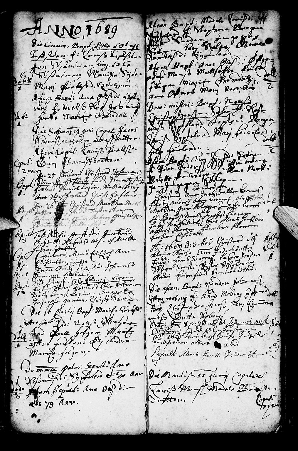 Os sokneprestembete, SAB/A-99929: Parish register (official) no. A 1, 1669-1722, p. 41