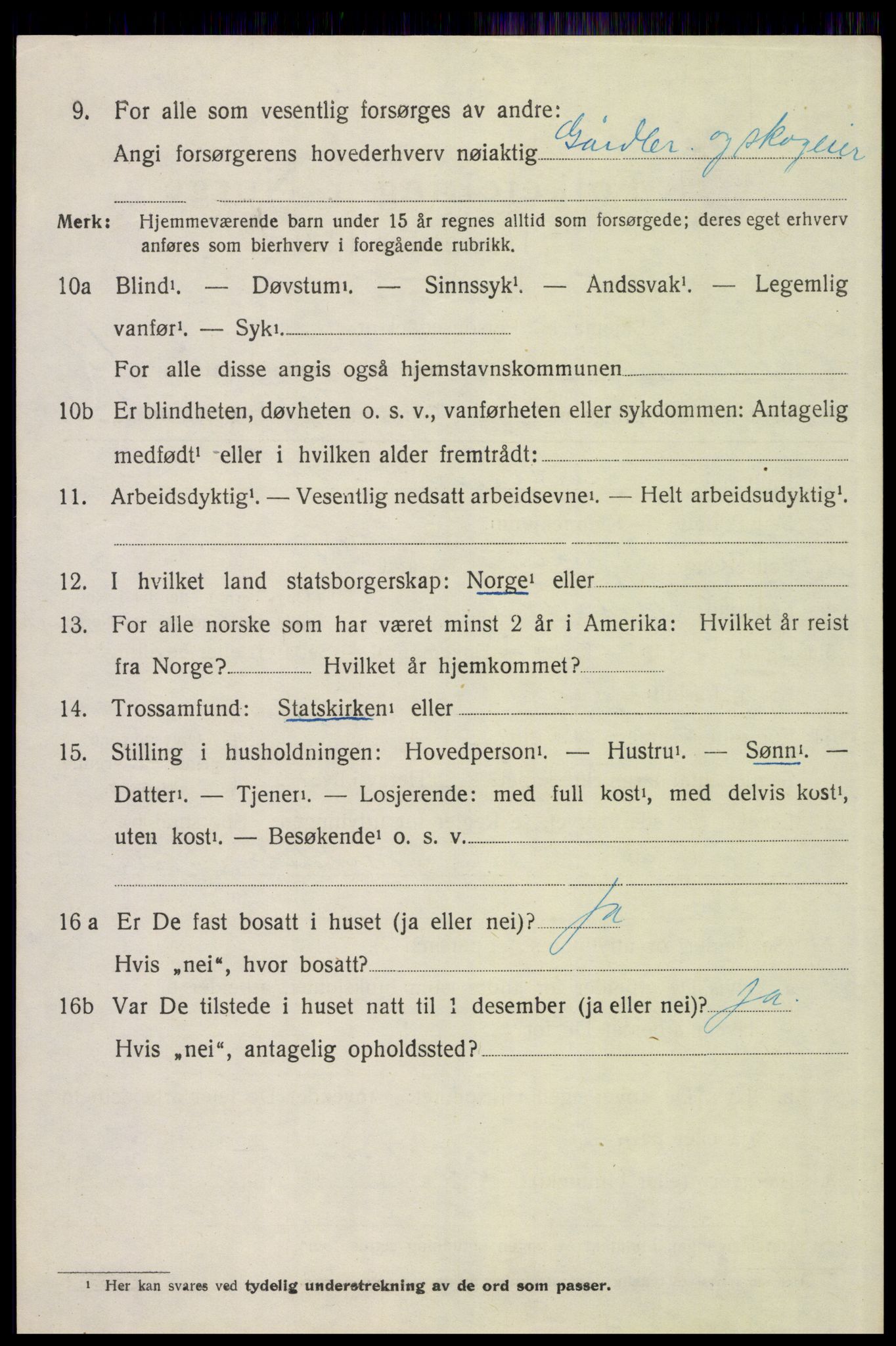 SAH, 1920 census for Elverum, 1920, p. 18009