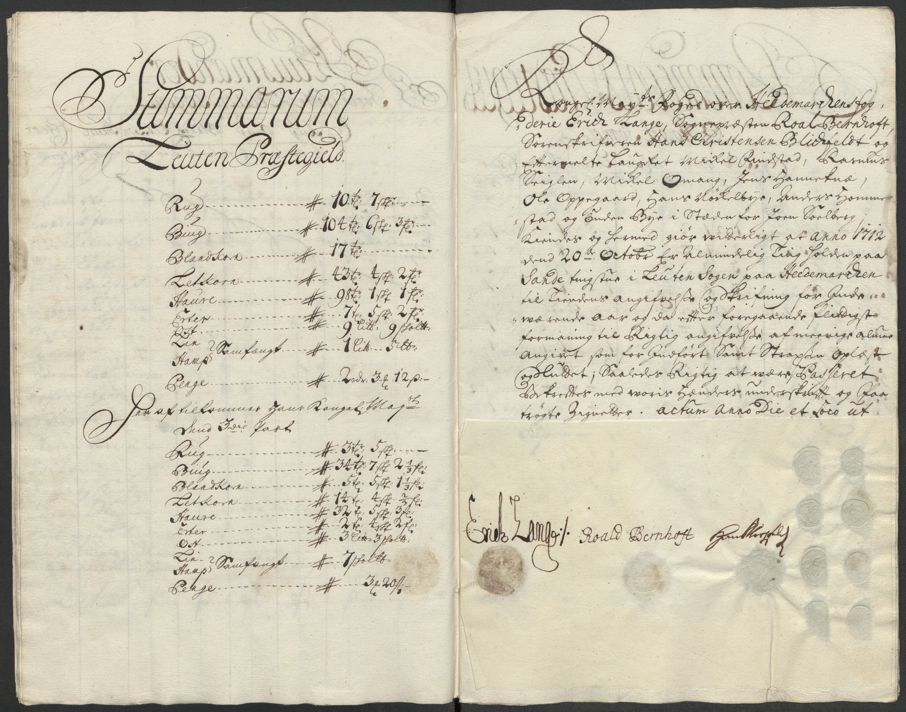 Rentekammeret inntil 1814, Reviderte regnskaper, Fogderegnskap, AV/RA-EA-4092/R16/L1049: Fogderegnskap Hedmark, 1712, p. 200