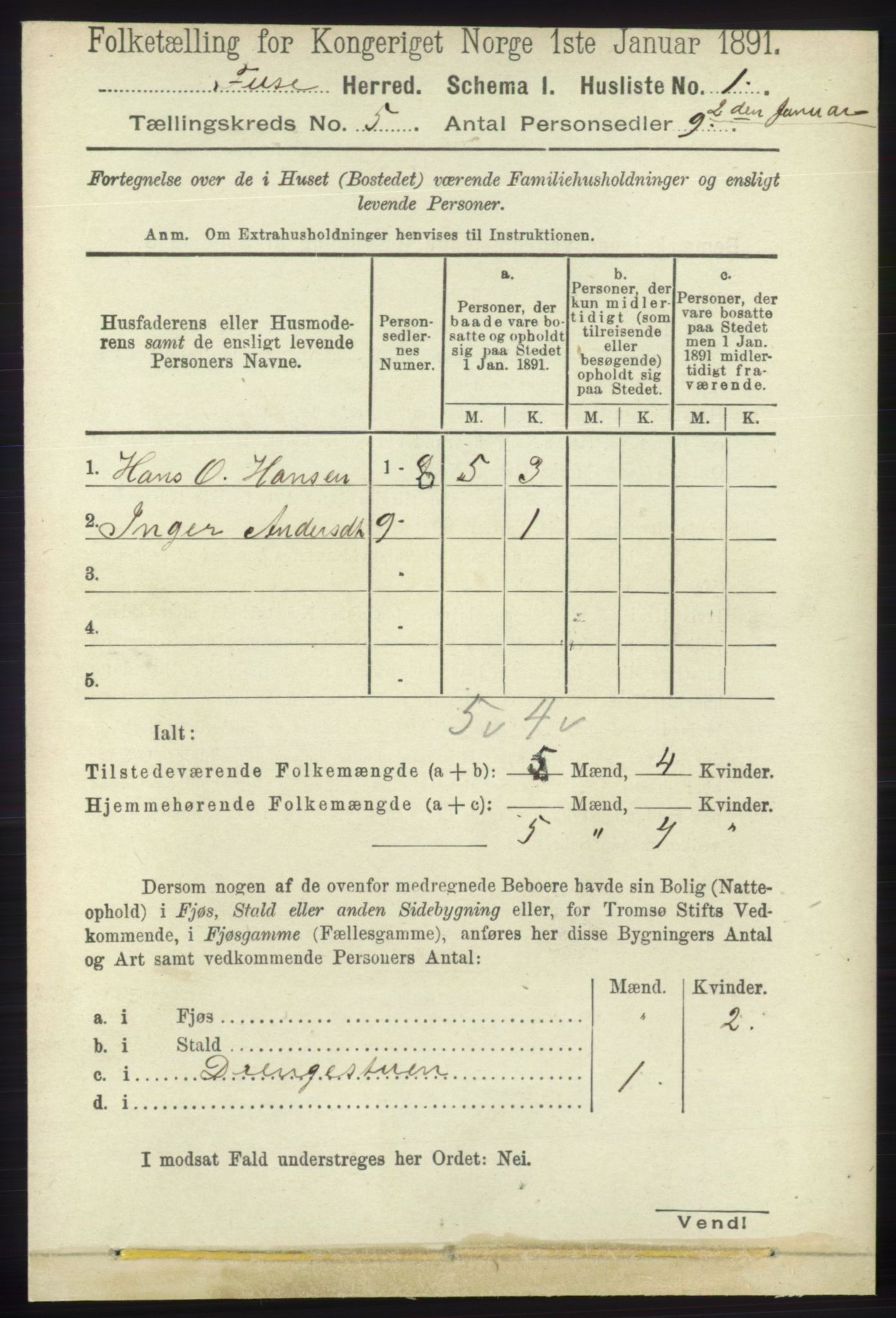 RA, 1891 census for 1241 Fusa, 1891, p. 860