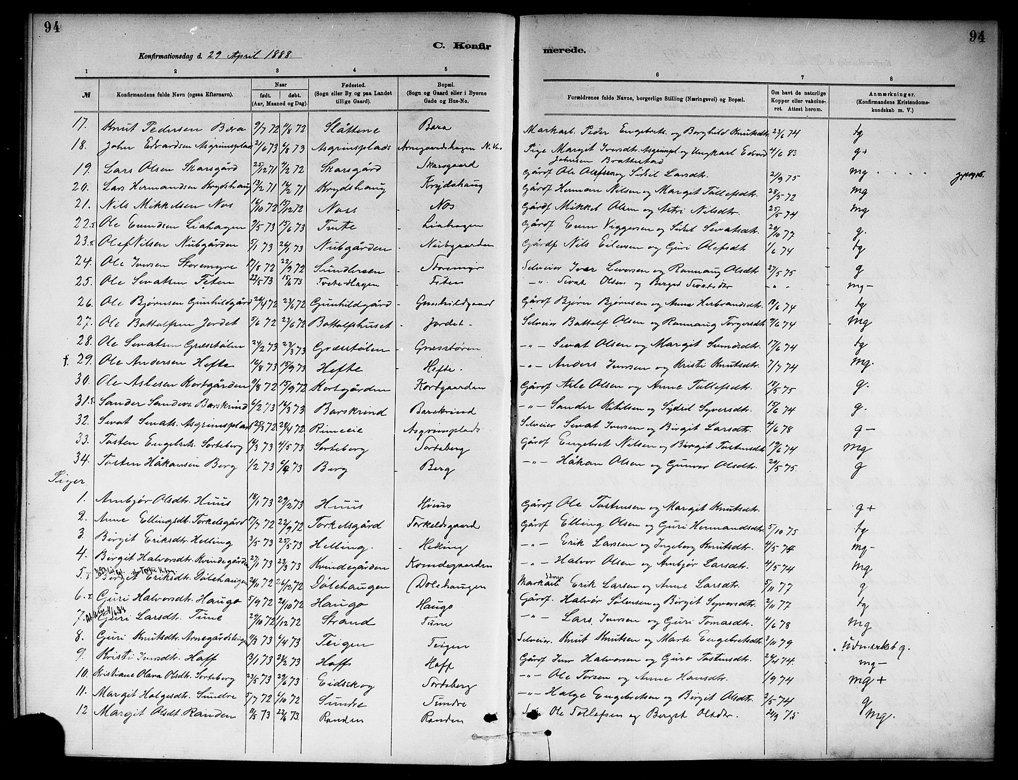 Ål kirkebøker, SAKO/A-249/F/Fa/L0008: Parish register (official) no. I 8, 1882-1896, p. 94