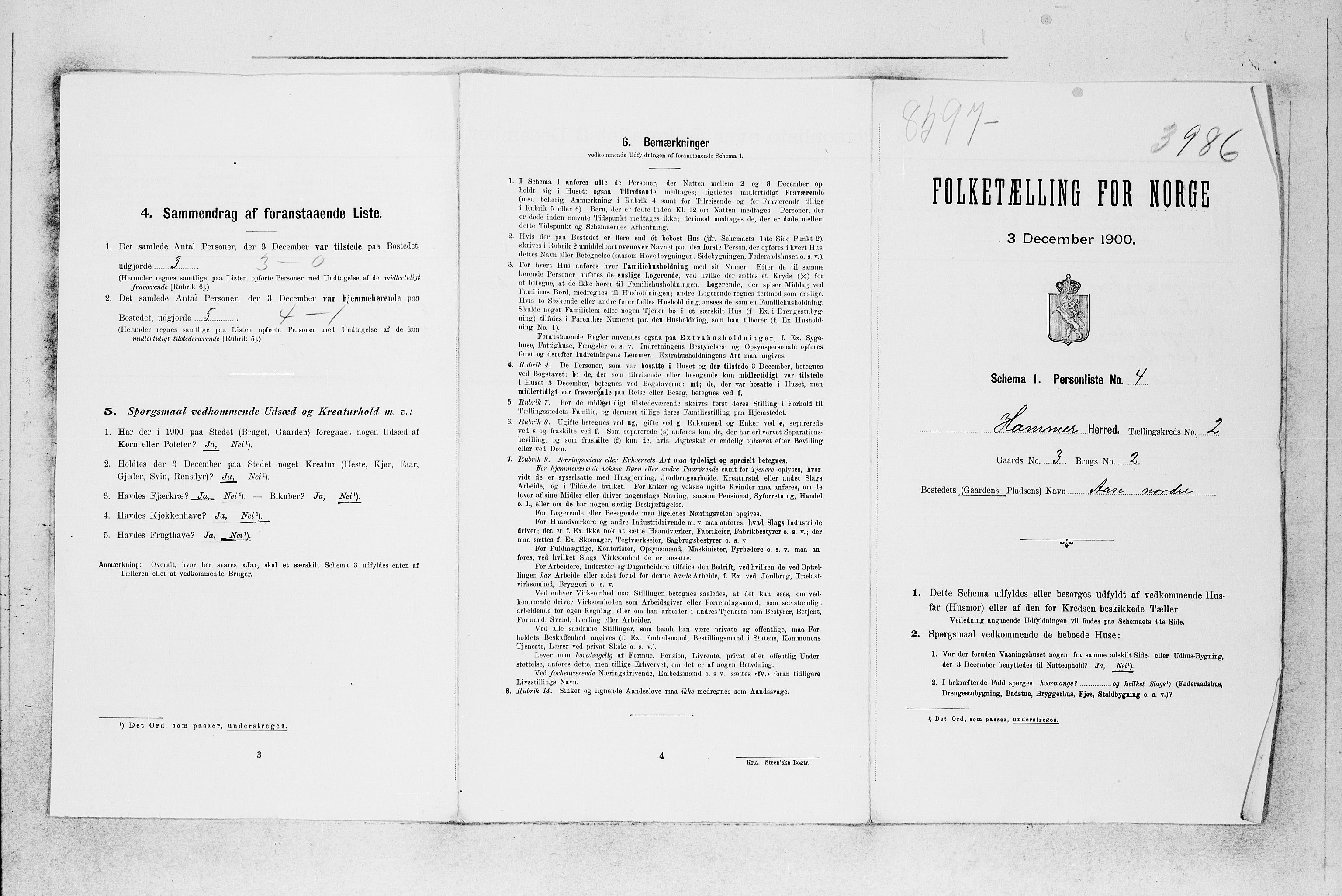 SAB, 1900 census for Hamre, 1900, p. 40