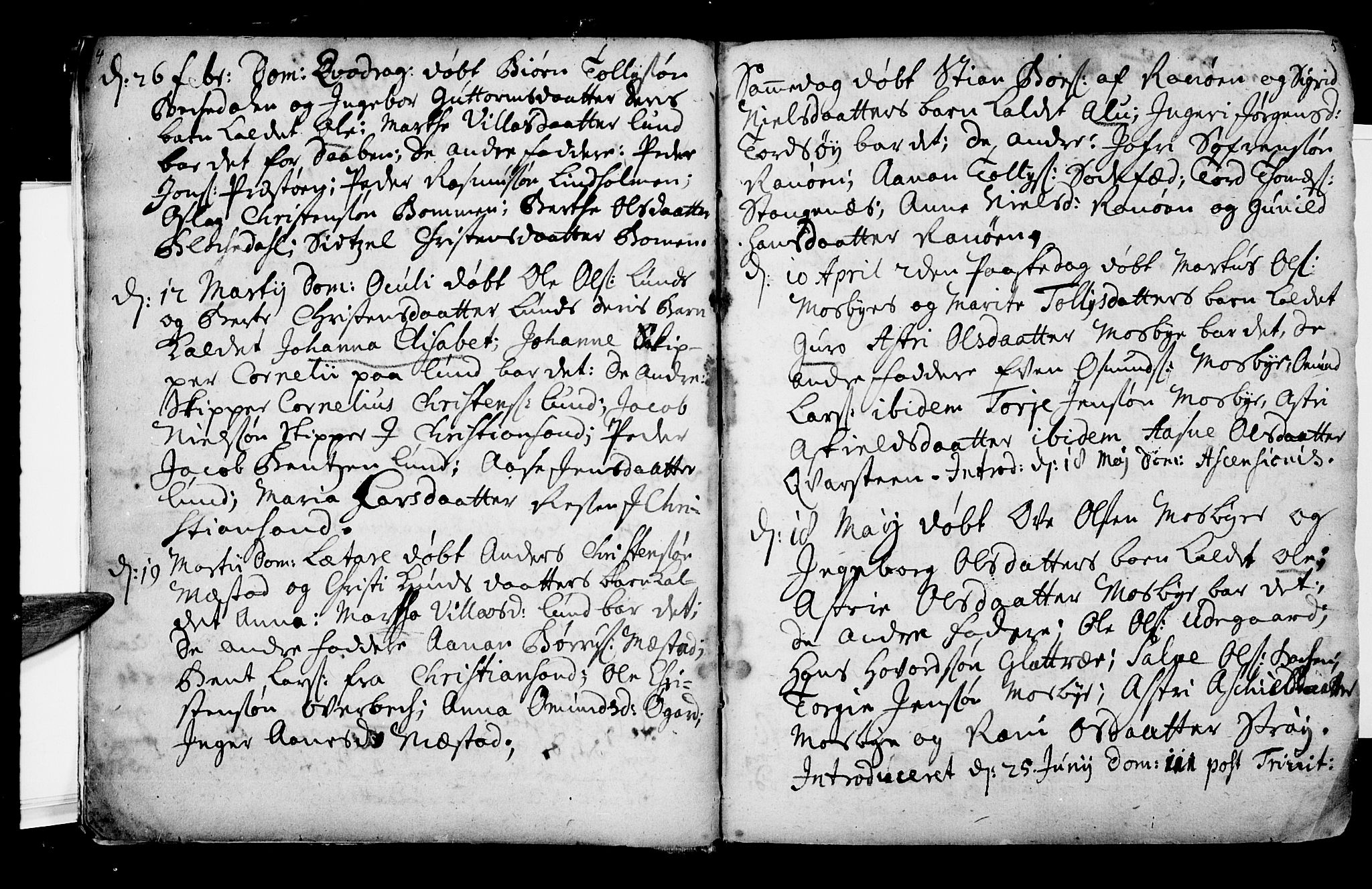 Oddernes sokneprestkontor, AV/SAK-1111-0033/F/Fa/Faa/L0002: Parish register (official) no. A 2, 1719-1764, p. 4-5