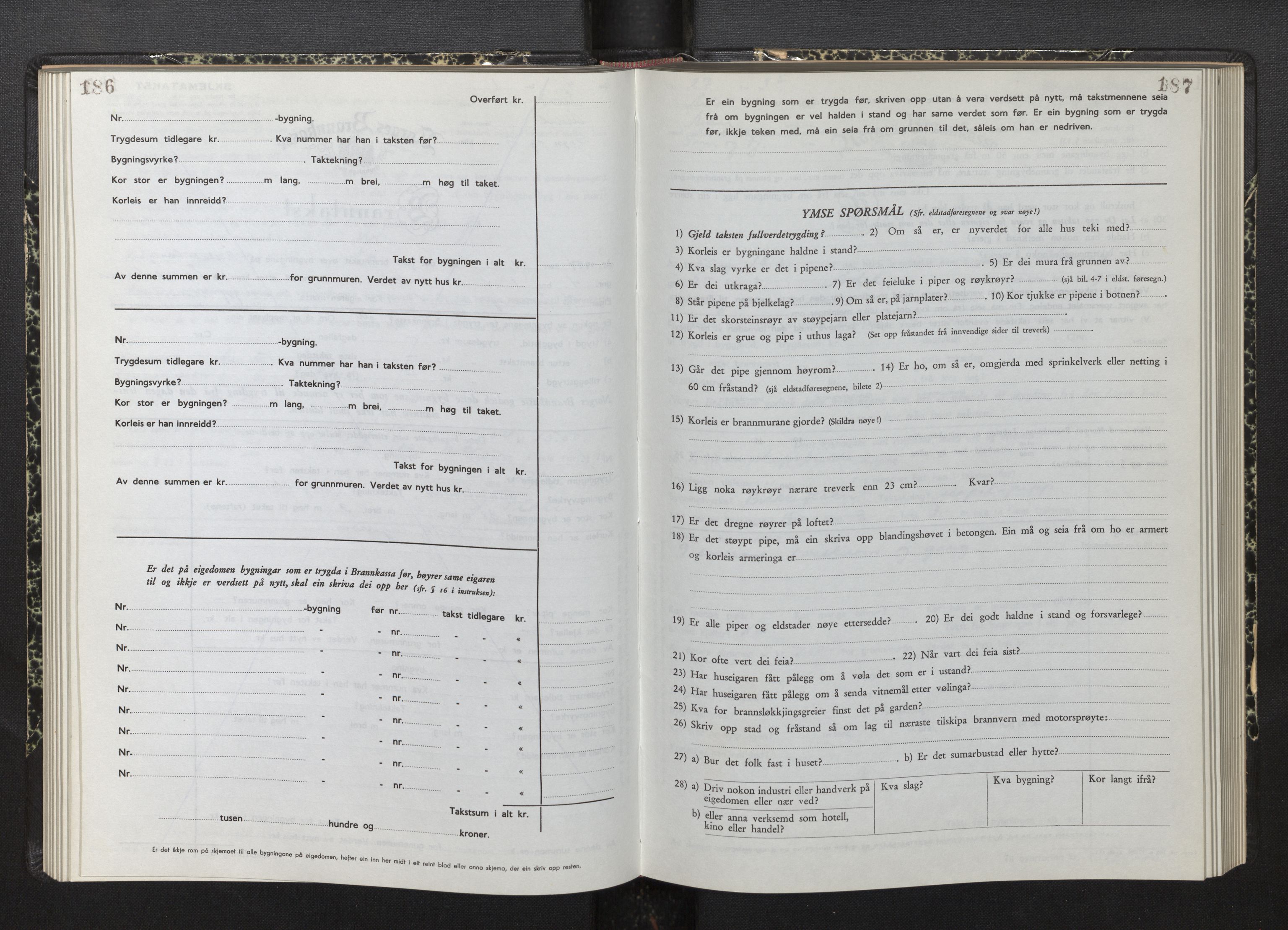 Lensmannen i Årdal, AV/SAB-A-30501/0012/L0012: Branntakstprotokoll, skjematakst, 1949-1955, p. 186-187