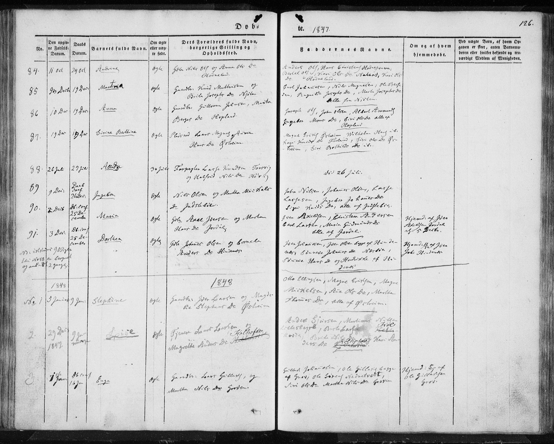 Lindås Sokneprestembete, SAB/A-76701/H/Haa: Parish register (official) no. A 10, 1842-1862, p. 126