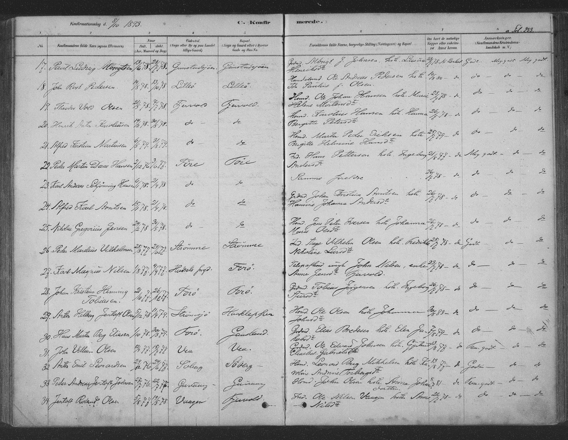 Ministerialprotokoller, klokkerbøker og fødselsregistre - Nordland, AV/SAT-A-1459/891/L1302: Parish register (official) no. 891A07, 1878-1895, p. 233