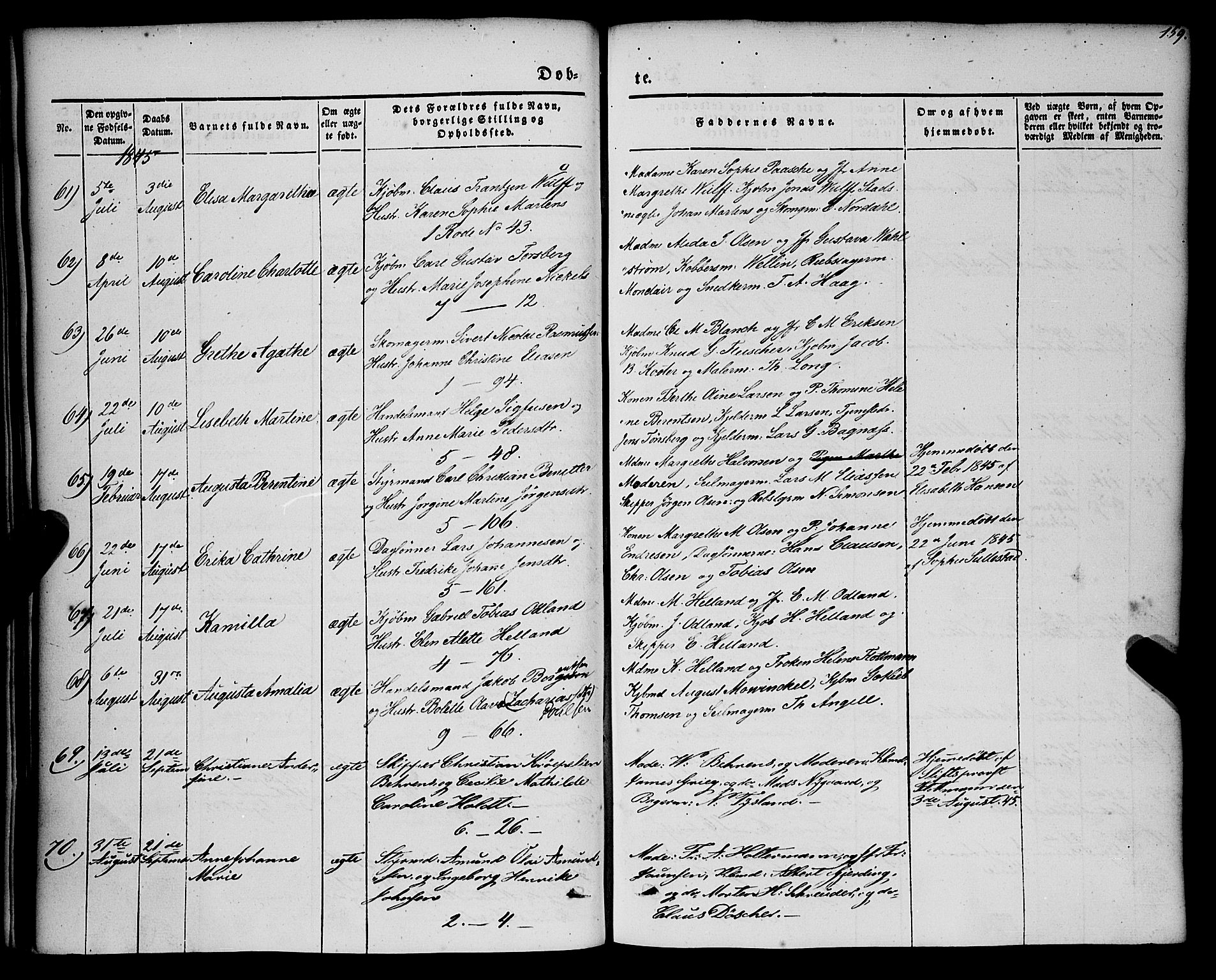 Nykirken Sokneprestembete, AV/SAB-A-77101/H/Haa/L0014: Parish register (official) no. B 1, 1844-1858, p. 159