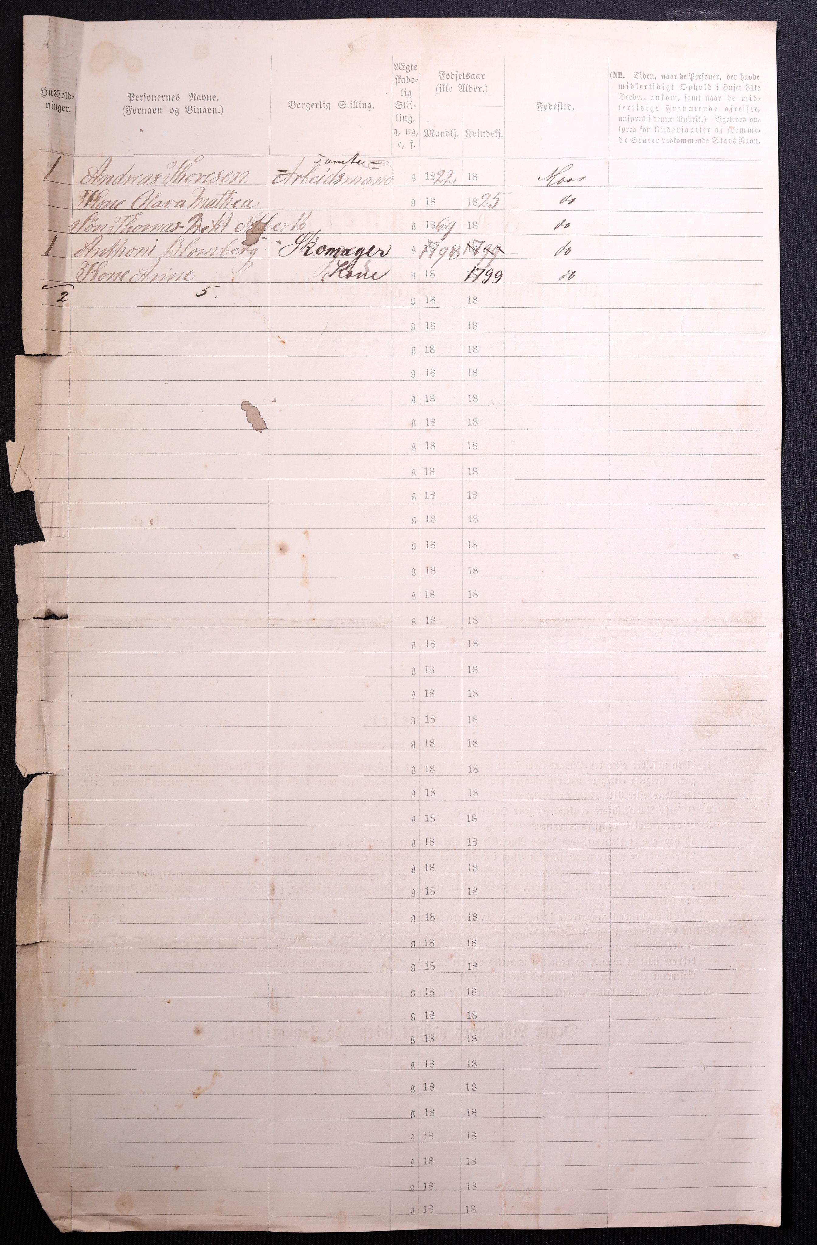 RA, 1870 census for 0104 Moss, 1870, p. 654