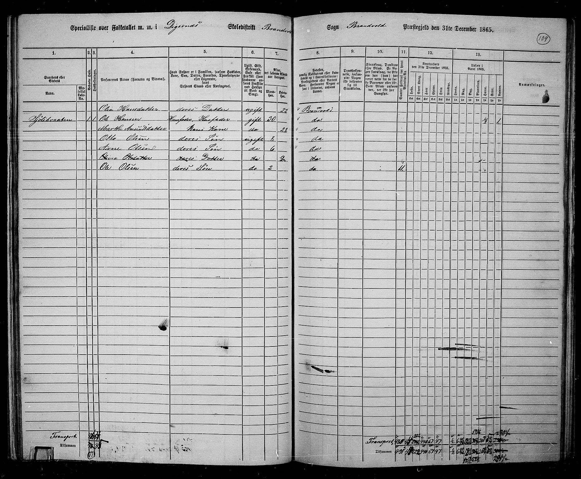 RA, 1865 census for Brandval, 1865, p. 96