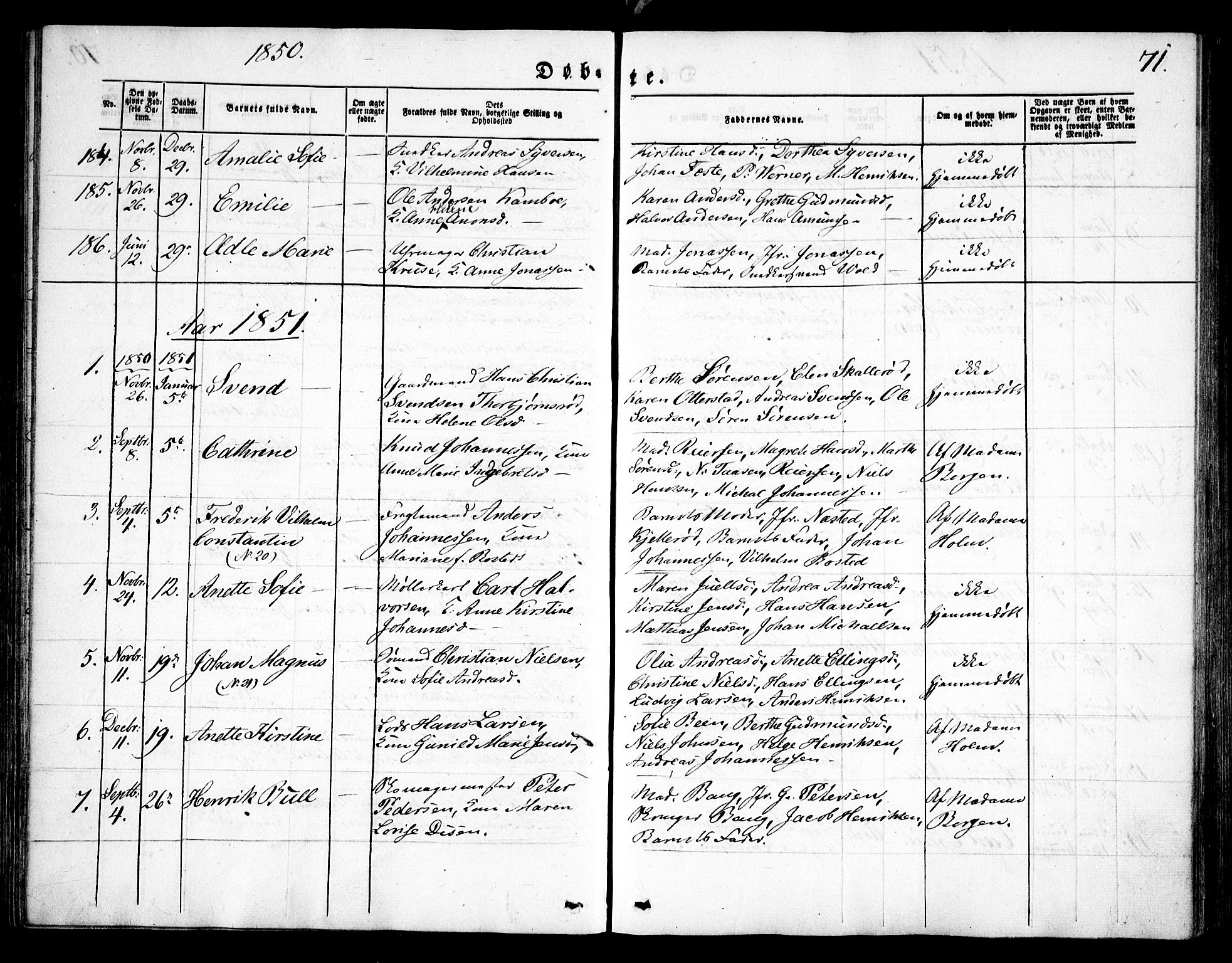 Moss prestekontor Kirkebøker, SAO/A-2003/F/Fa/L0007: Parish register (official) no. I 7, 1845-1851, p. 71