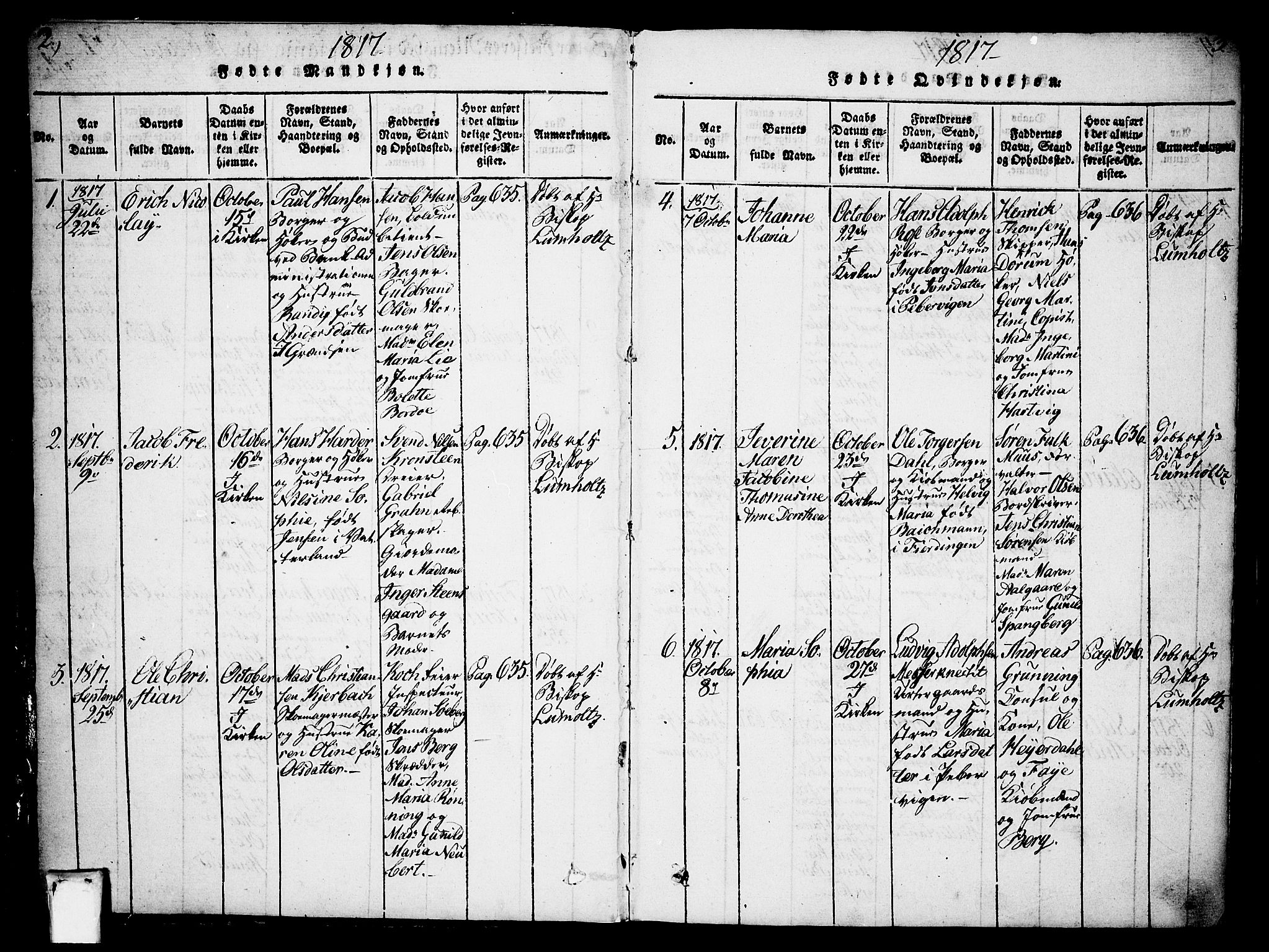 Oslo domkirke Kirkebøker, SAO/A-10752/F/Fa/L0007: Parish register (official) no. 7, 1817-1824, p. 2-3
