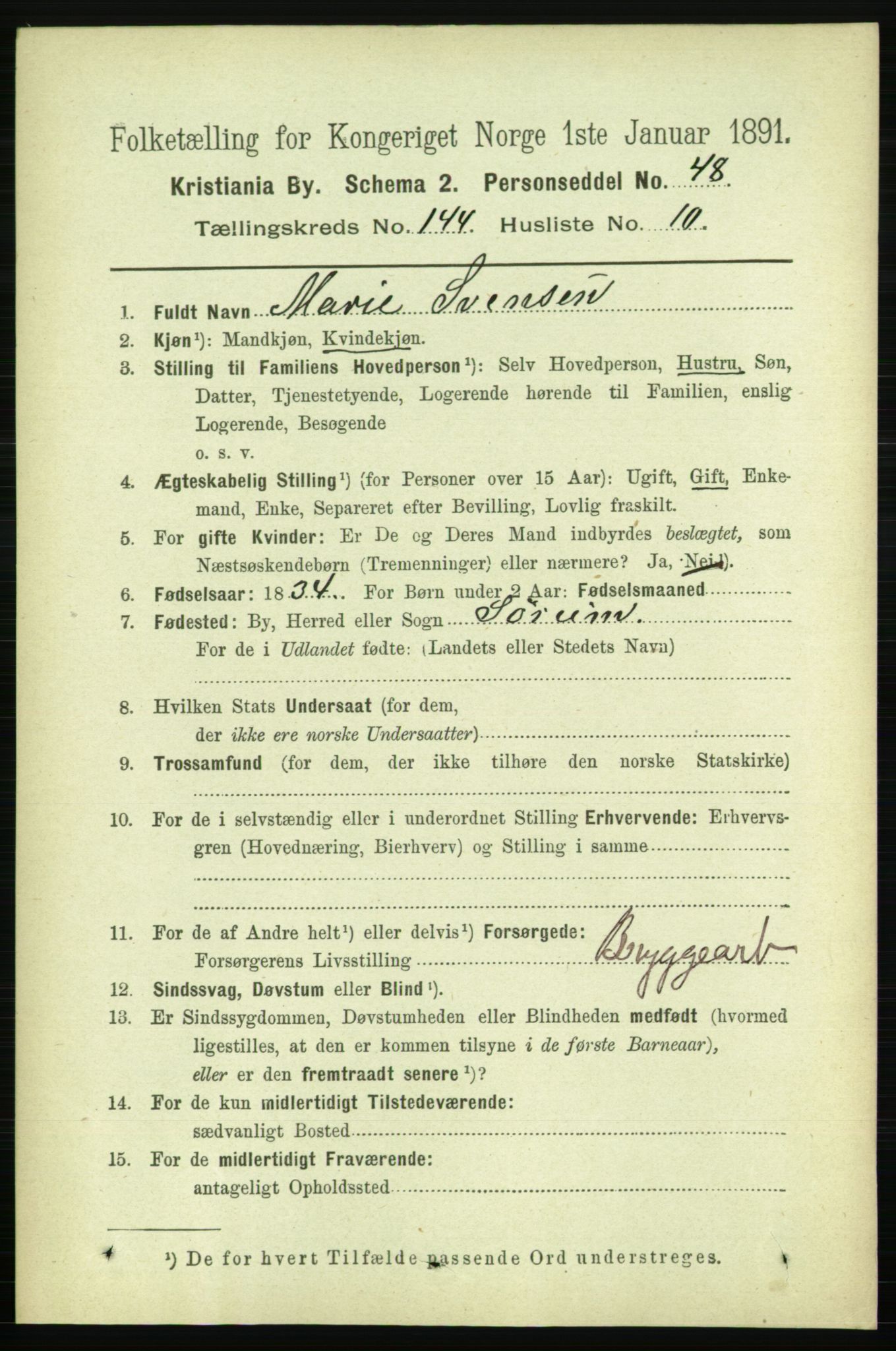 RA, 1891 census for 0301 Kristiania, 1891, p. 79194