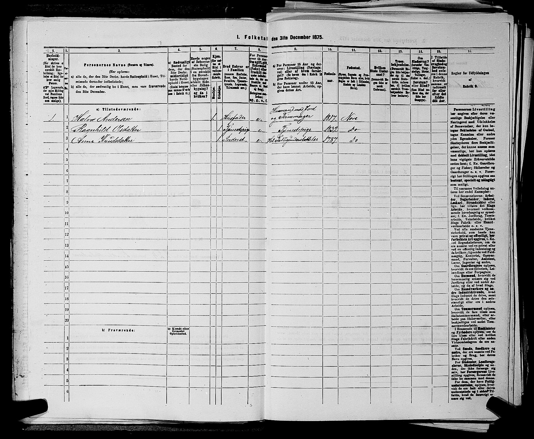 SAKO, 1875 census for 0633P Nore, 1875, p. 1037