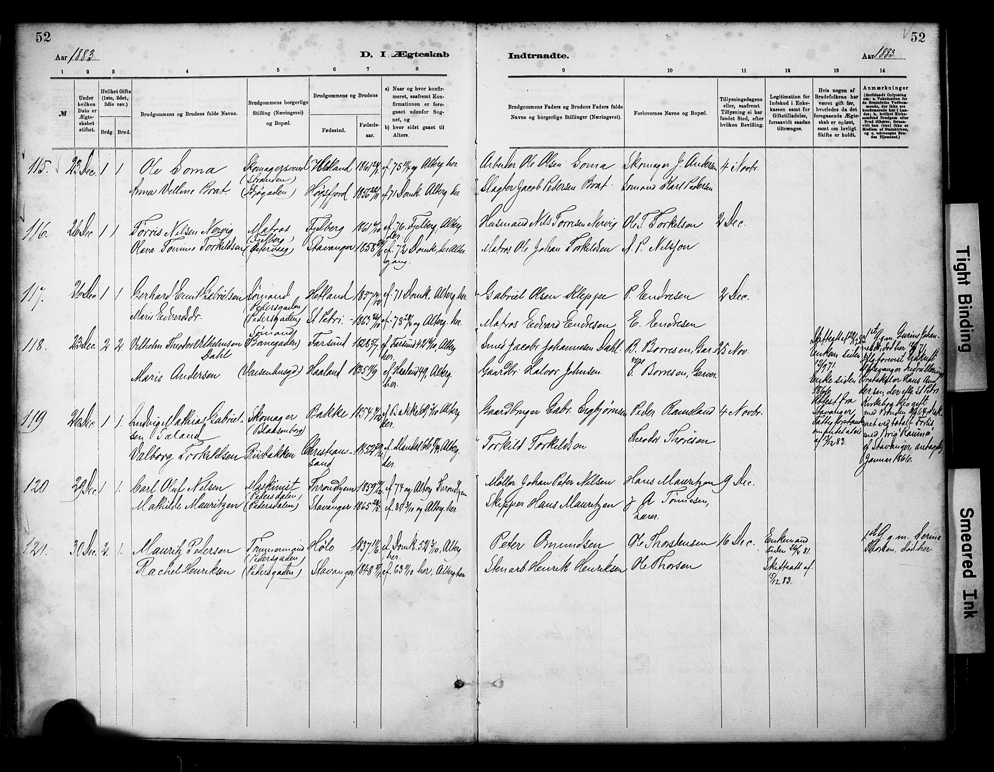 St. Petri sokneprestkontor, AV/SAST-A-101813/001/30/30BA/L0018: Parish register (official) no. A 19, 1879-1900, p. 52