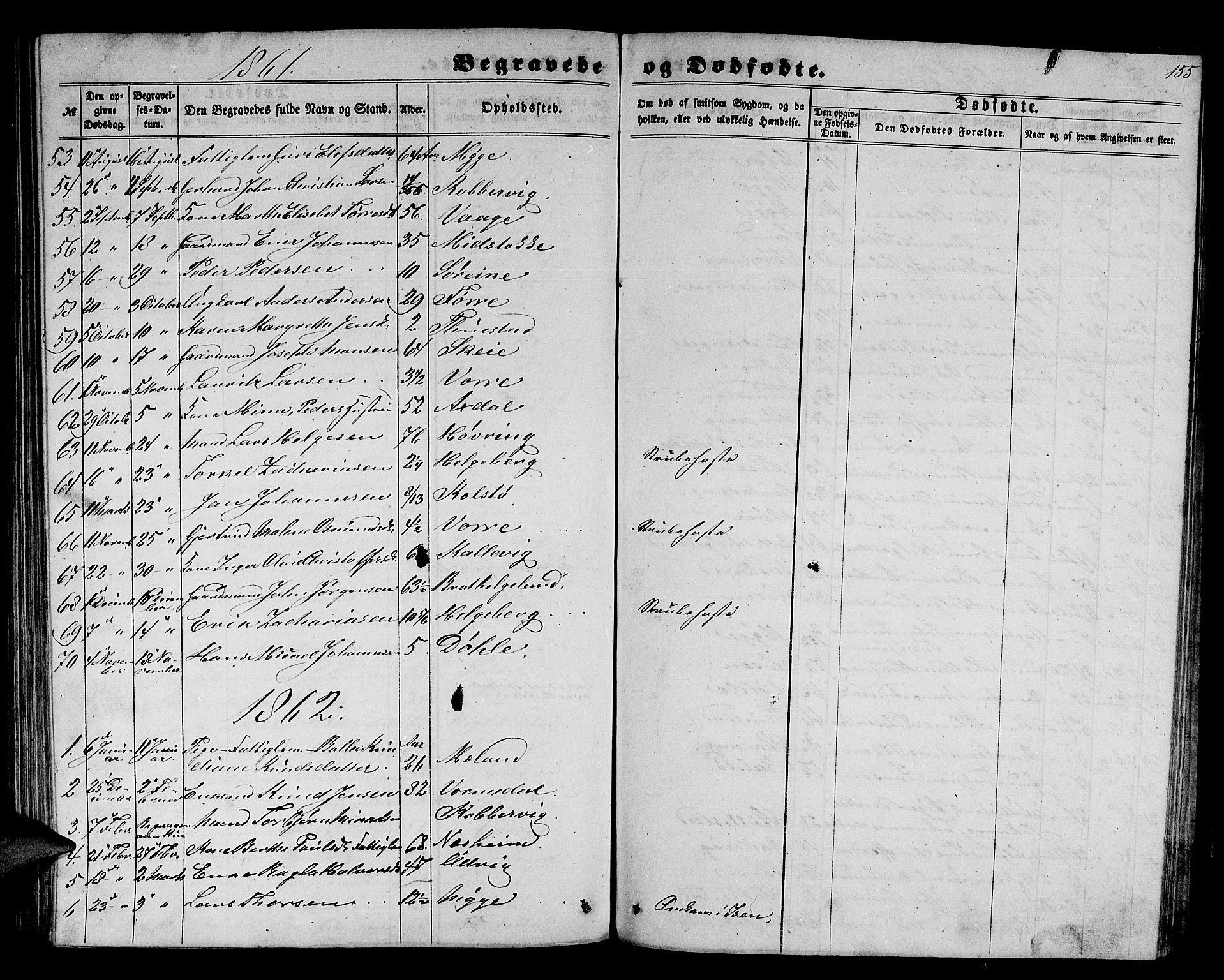 Avaldsnes sokneprestkontor, SAST/A -101851/H/Ha/Hab/L0003: Parish register (copy) no. B 3, 1857-1871, p. 155