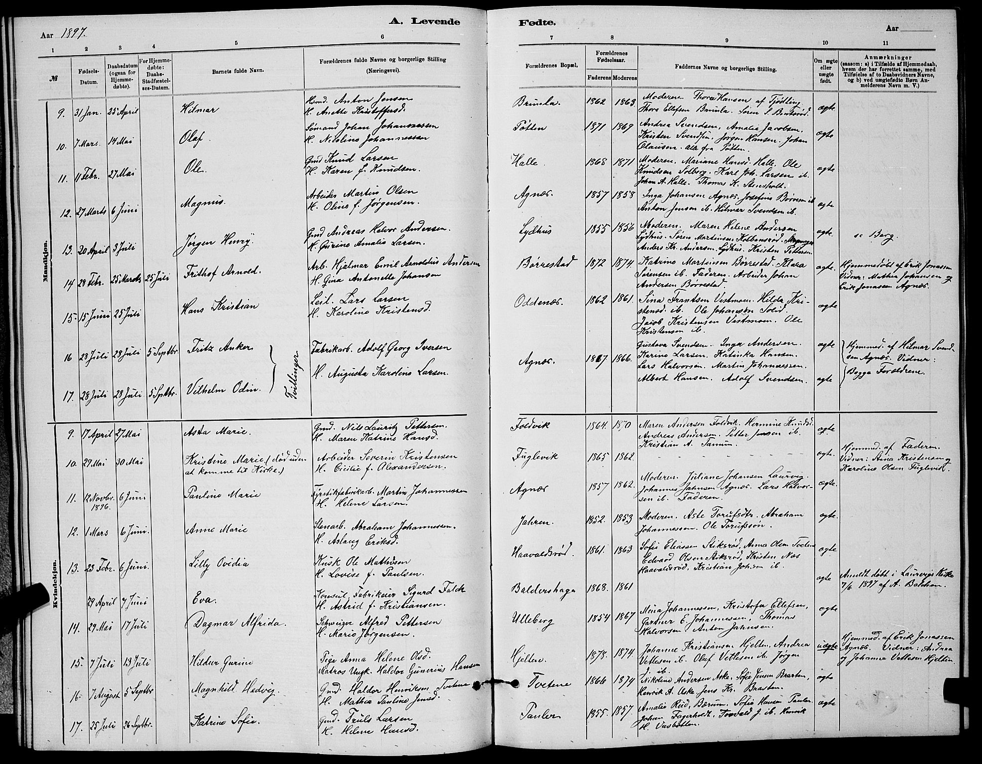 Brunlanes kirkebøker, AV/SAKO-A-342/G/Ga/L0003: Parish register (copy) no. I 3, 1877-1898