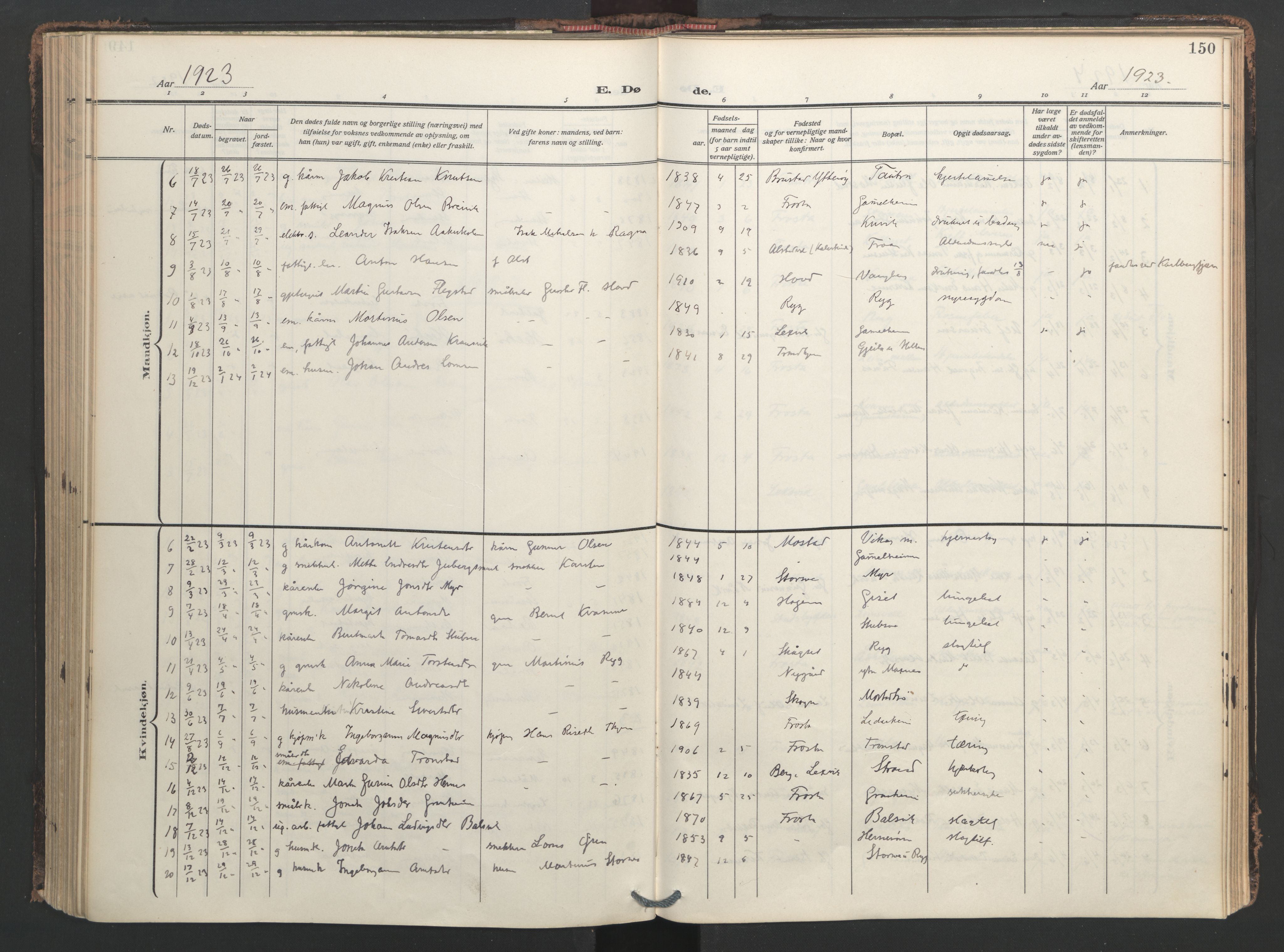 Ministerialprotokoller, klokkerbøker og fødselsregistre - Nord-Trøndelag, SAT/A-1458/713/L0123: Parish register (official) no. 713A12, 1911-1925, p. 150