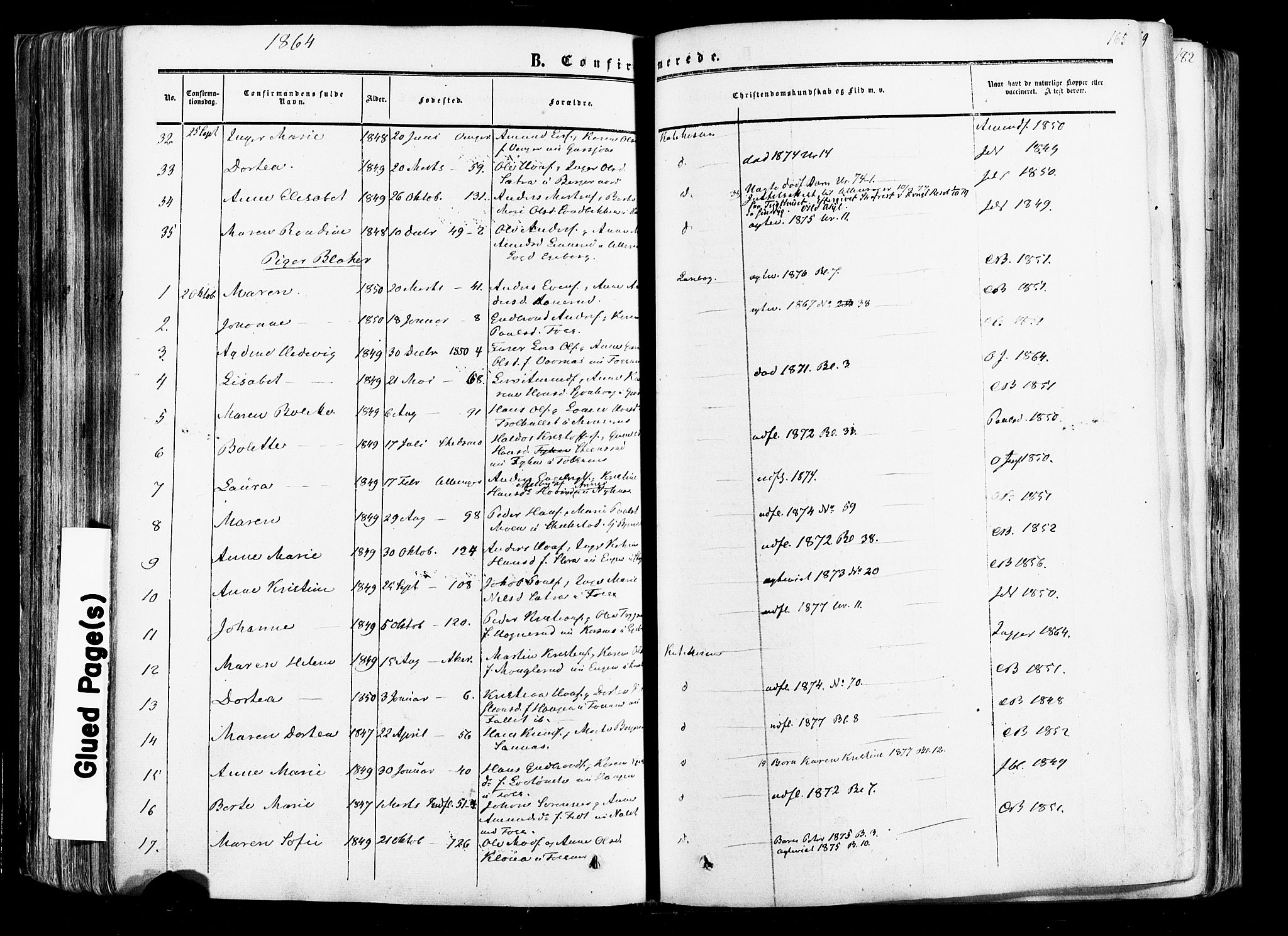 Aurskog prestekontor Kirkebøker, AV/SAO-A-10304a/F/Fa/L0007: Parish register (official) no. I 7, 1854-1877, p. 165