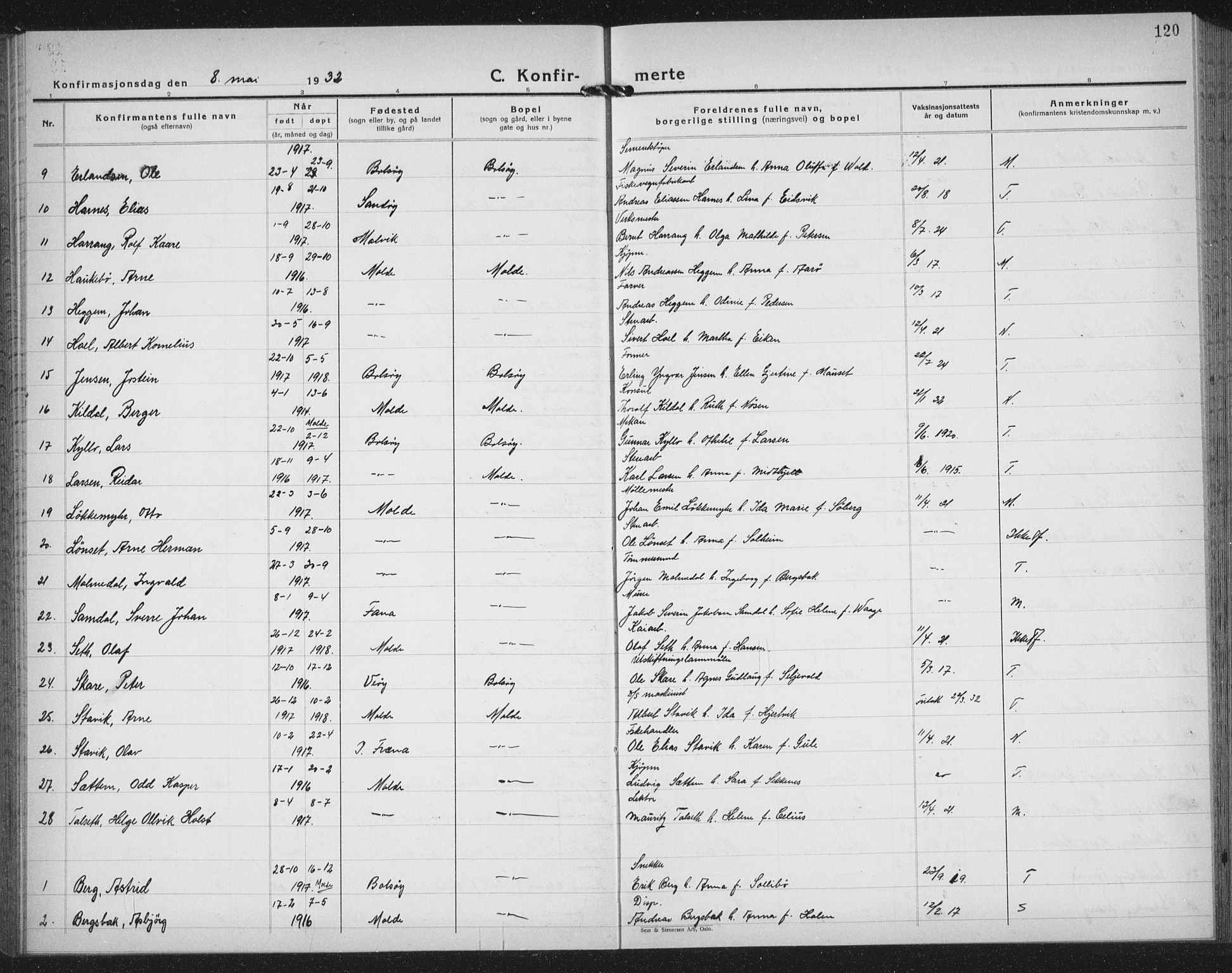 Ministerialprotokoller, klokkerbøker og fødselsregistre - Møre og Romsdal, AV/SAT-A-1454/558/L0704: Parish register (copy) no. 558C05, 1921-1942, p. 120