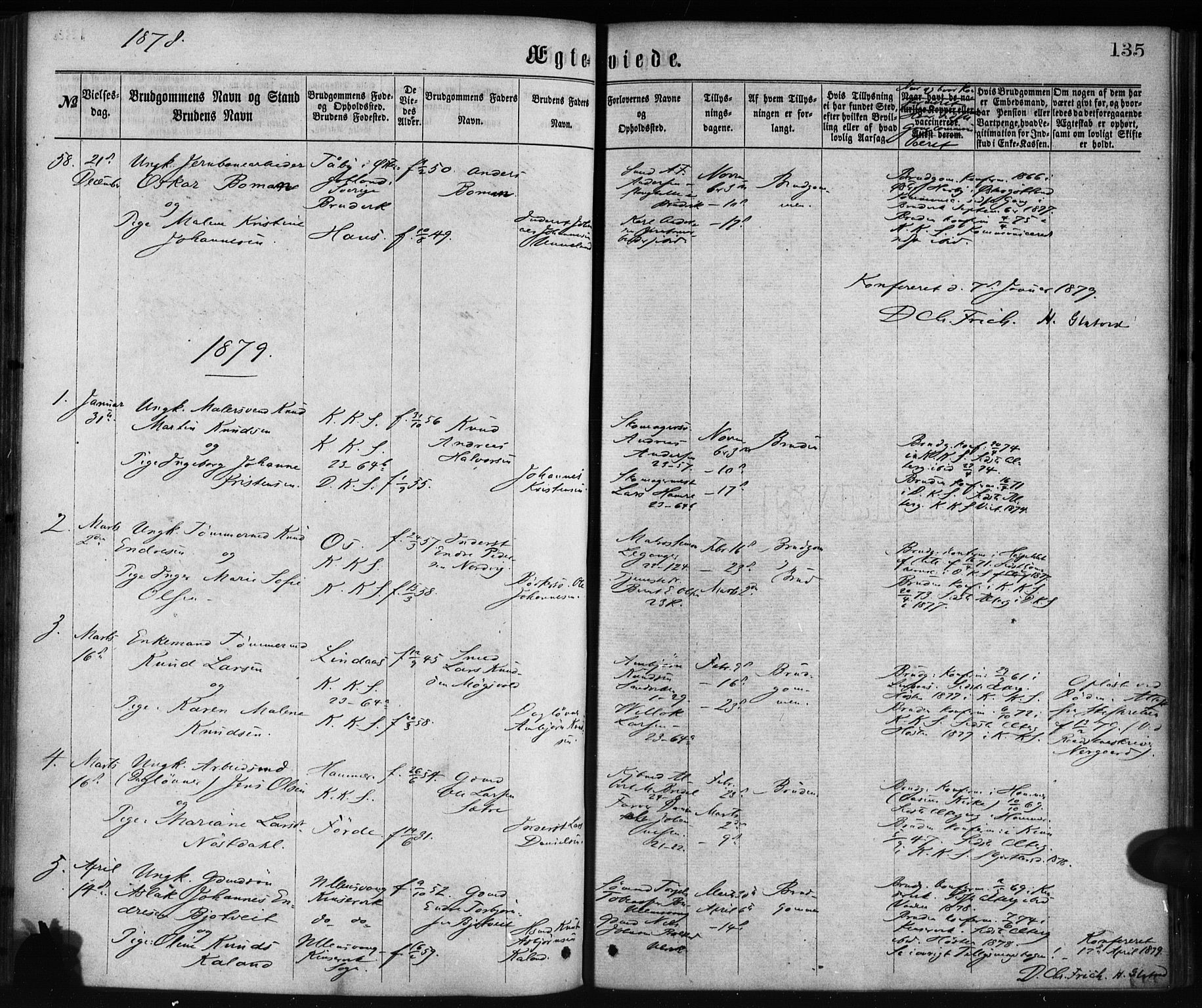 Korskirken sokneprestembete, AV/SAB-A-76101/H/Haa/L0036: Parish register (official) no. D 3, 1867-1882, p. 135