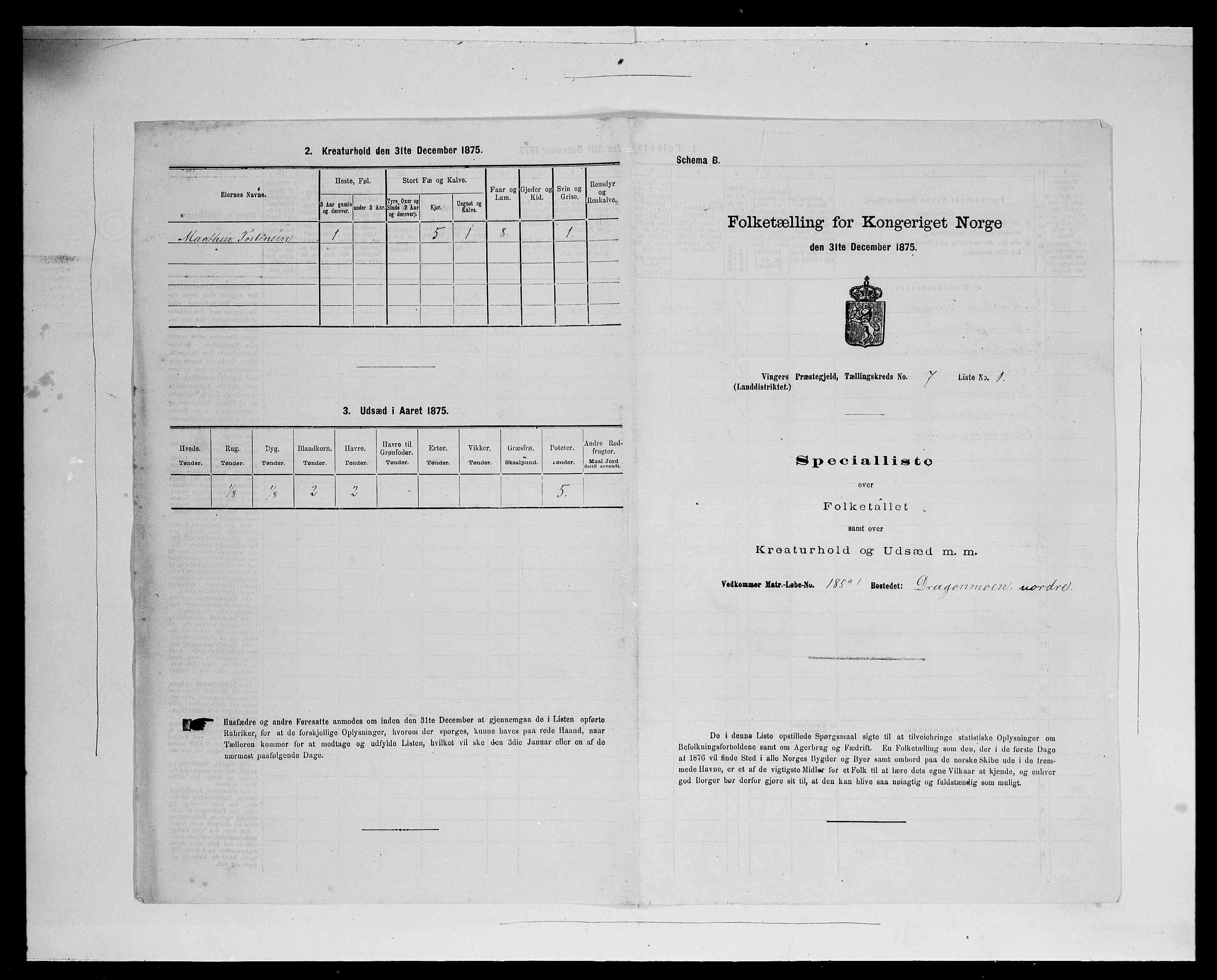 SAH, 1875 census for 0421L Vinger/Vinger og Austmarka, 1875, p. 1155