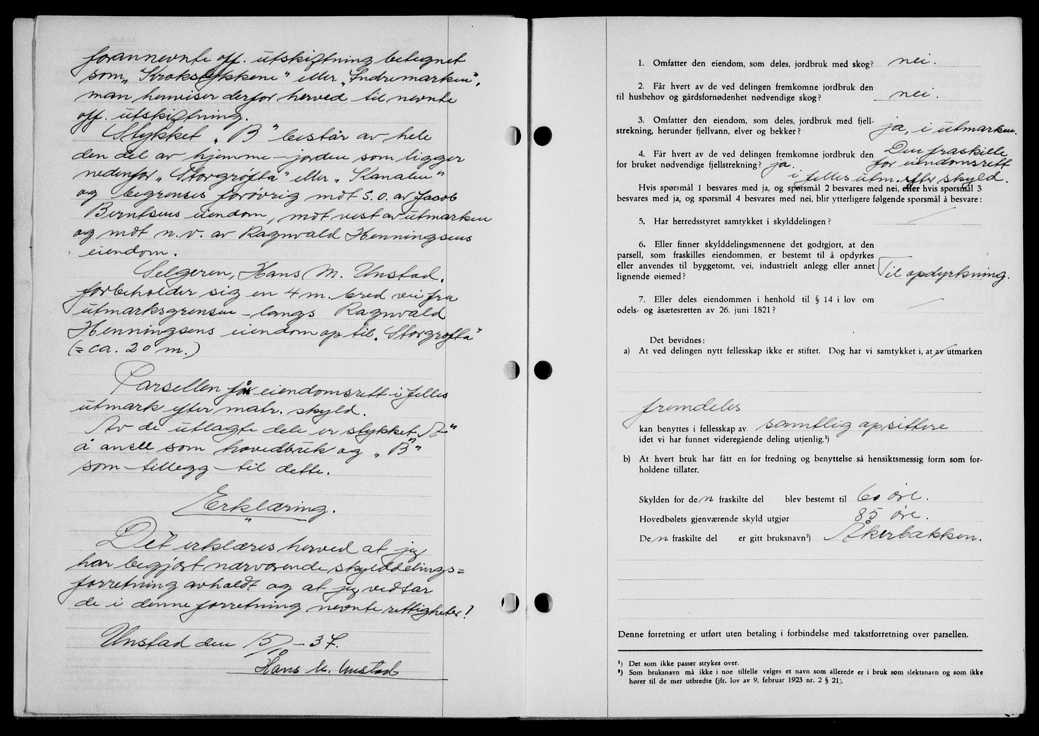 Lofoten sorenskriveri, SAT/A-0017/1/2/2C/L0003a: Mortgage book no. 3a, 1937-1938, Diary no: : 2207/1937