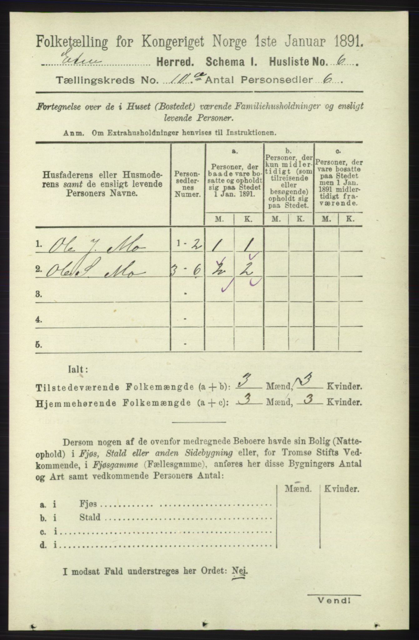 RA, 1891 census for 1211 Etne, 1891, p. 1846