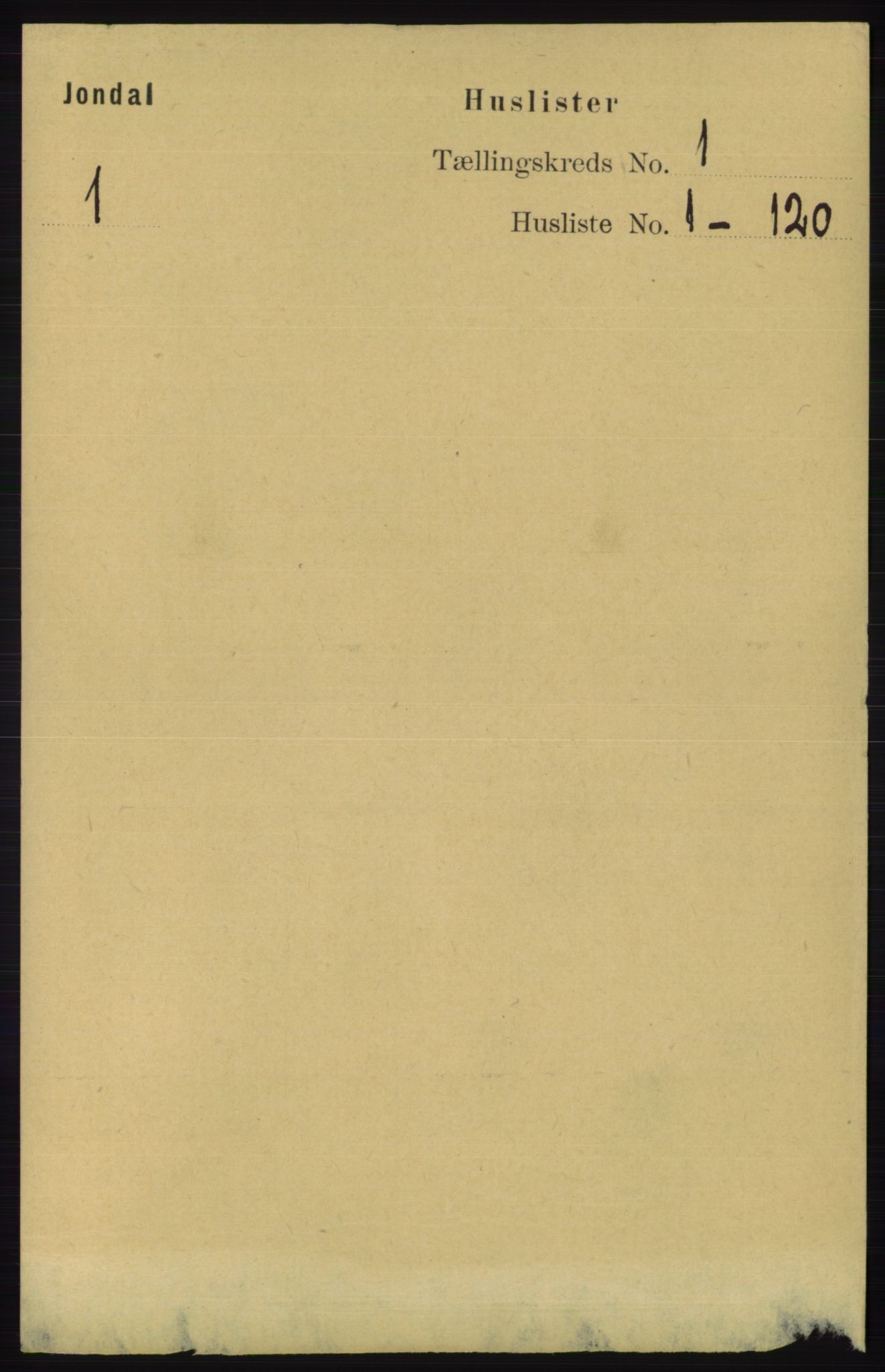 RA, 1891 census for 1227 Jondal, 1891, p. 16