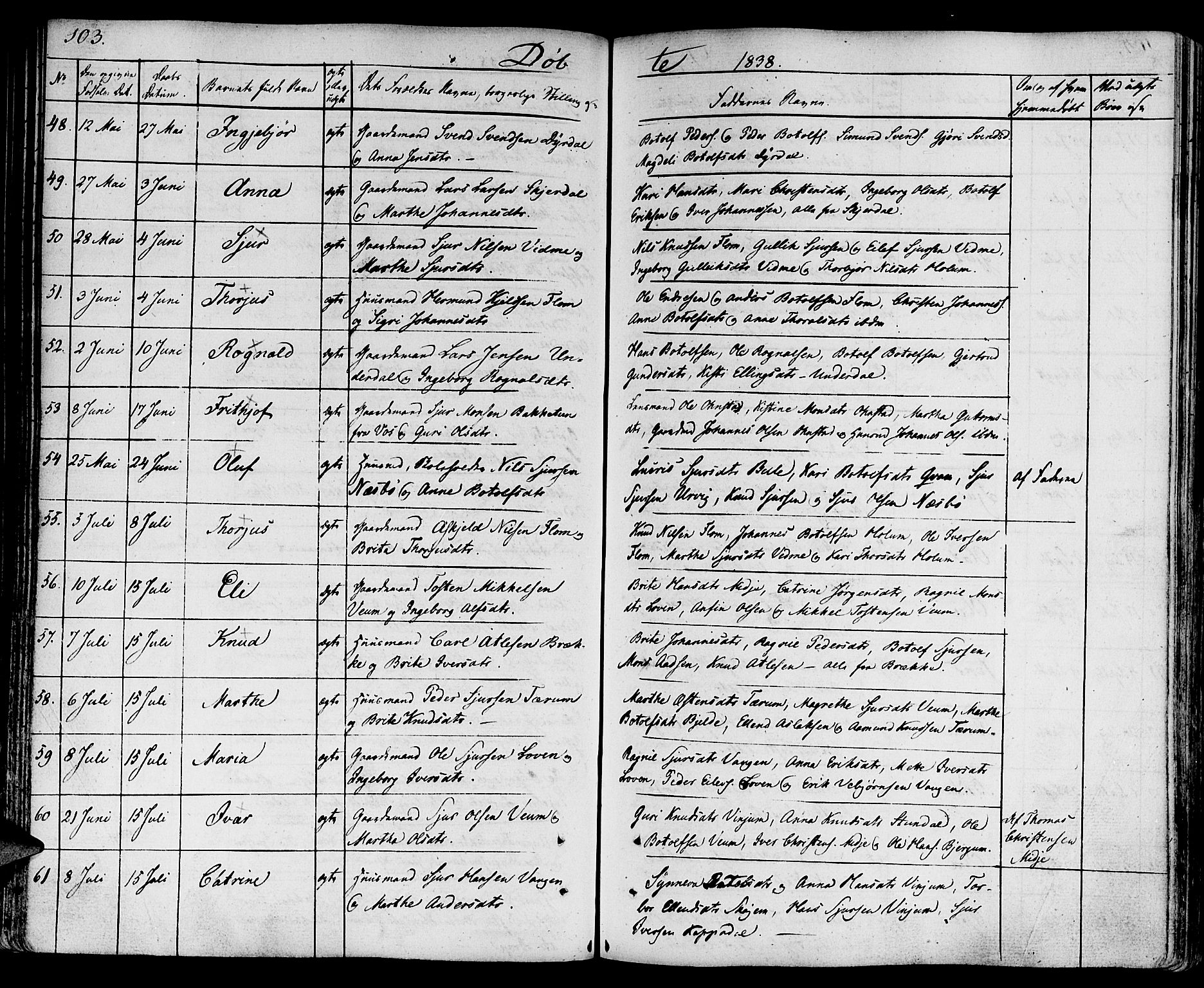 Aurland sokneprestembete, SAB/A-99937/H/Ha/Haa/L0006: Parish register (official) no. A 6, 1821-1859, p. 103