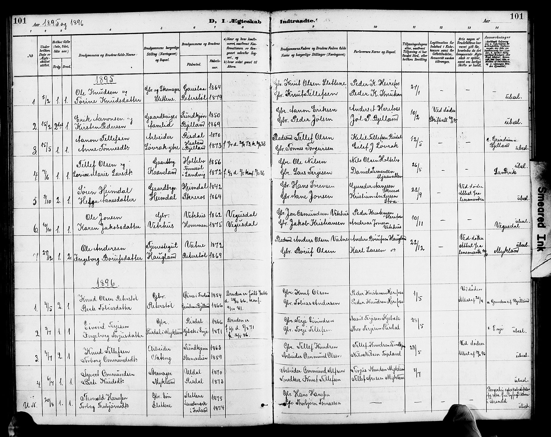 Herefoss sokneprestkontor, SAK/1111-0019/F/Fb/Fba/L0003: Parish register (copy) no. B 3, 1887-1925, p. 101