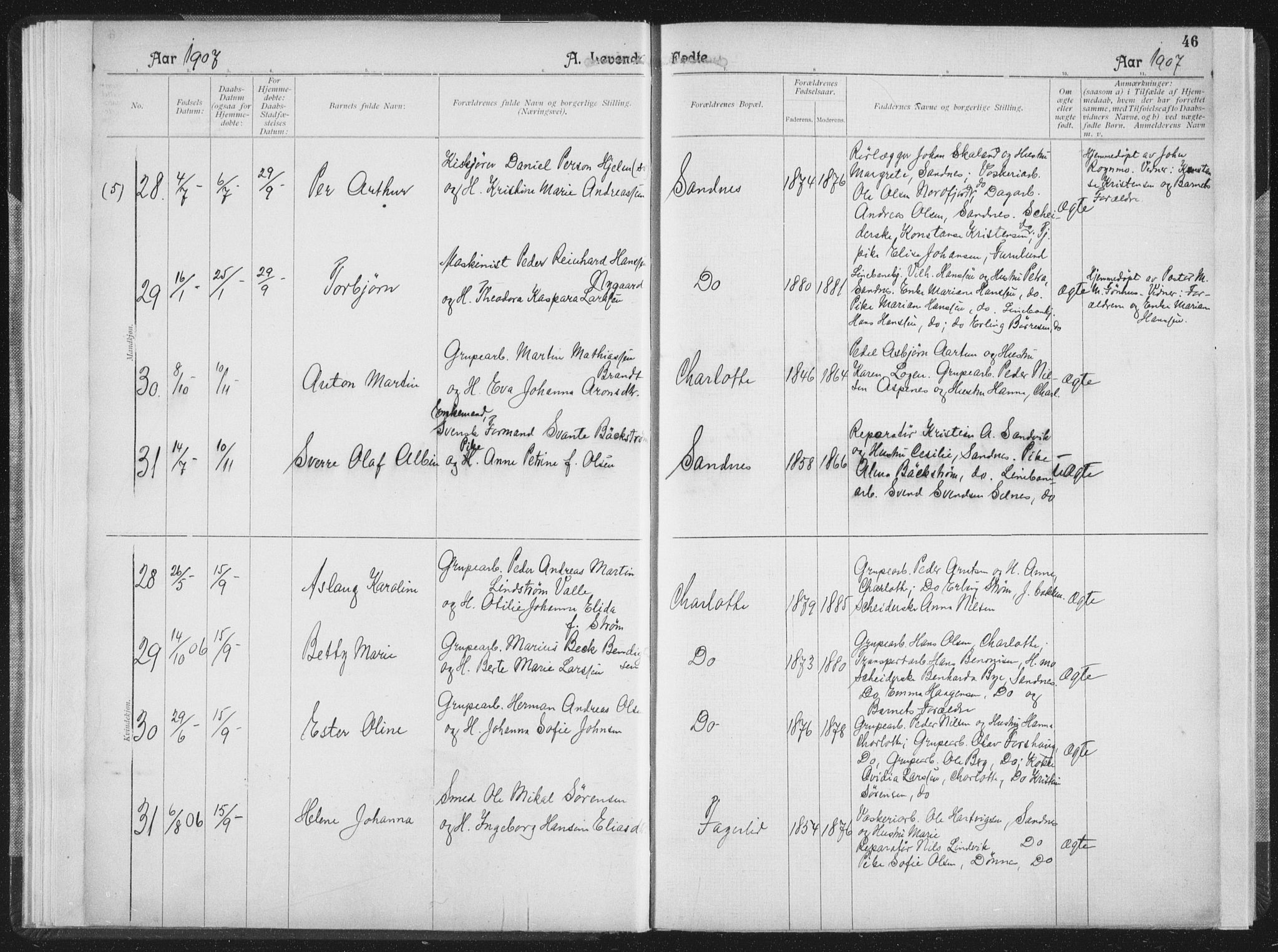 Ministerialprotokoller, klokkerbøker og fødselsregistre - Nordland, AV/SAT-A-1459/850/L0711: Curate's parish register no. 850B01, 1902-1915, p. 46