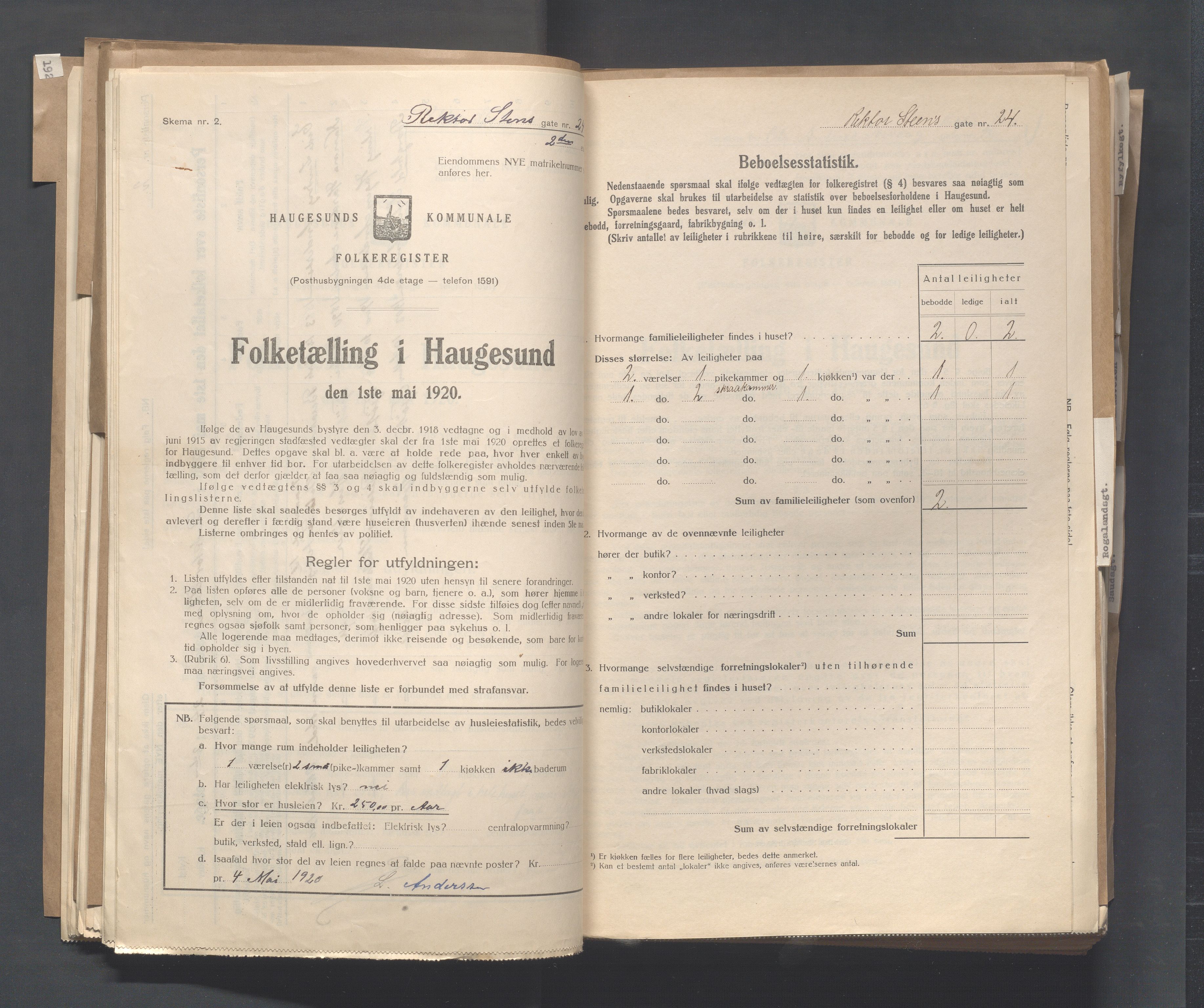 IKAR, Local census 1.5.1920 for Haugesund, 1920, p. 3092