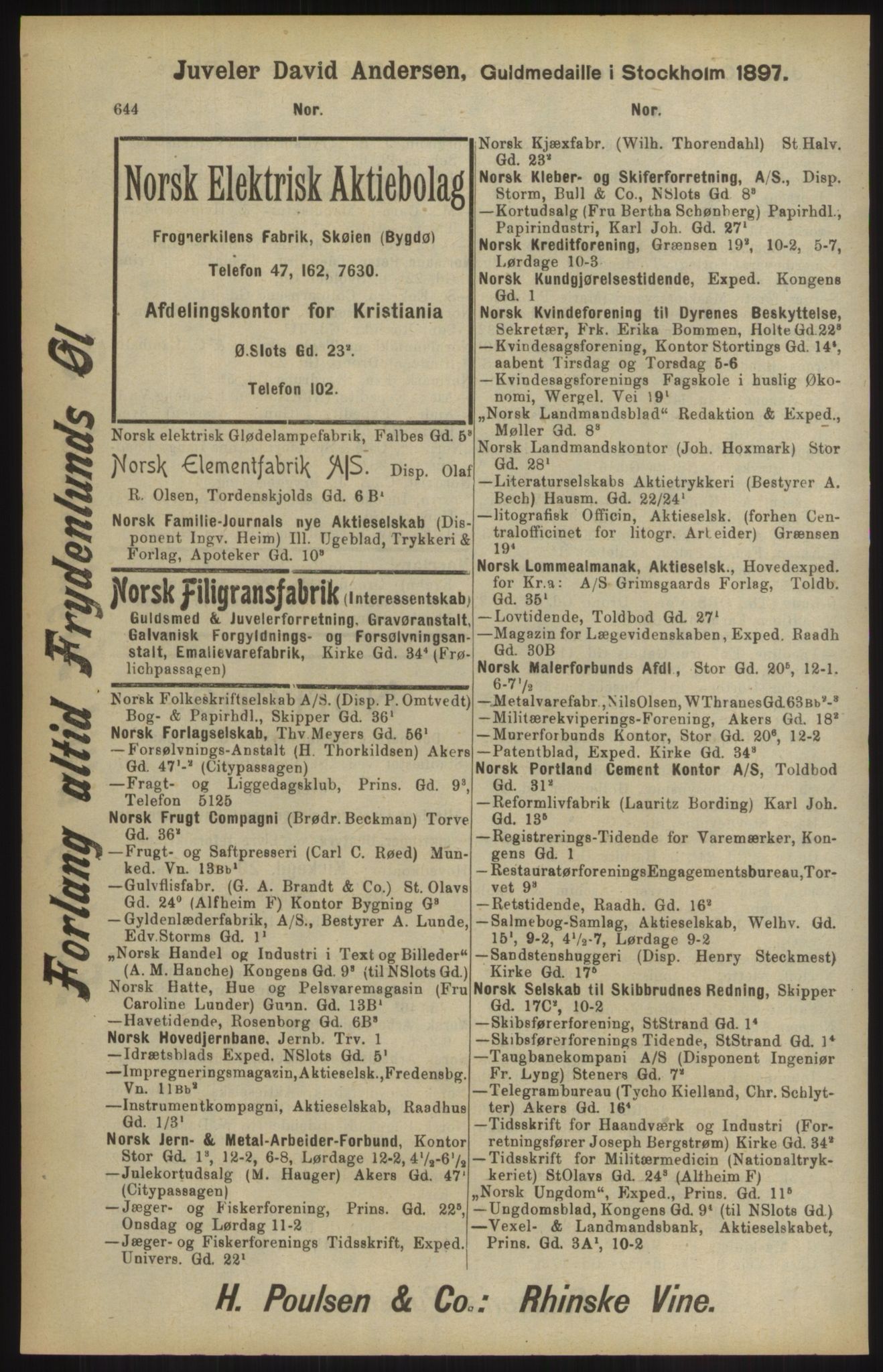 Kristiania/Oslo adressebok, PUBL/-, 1904, p. 644