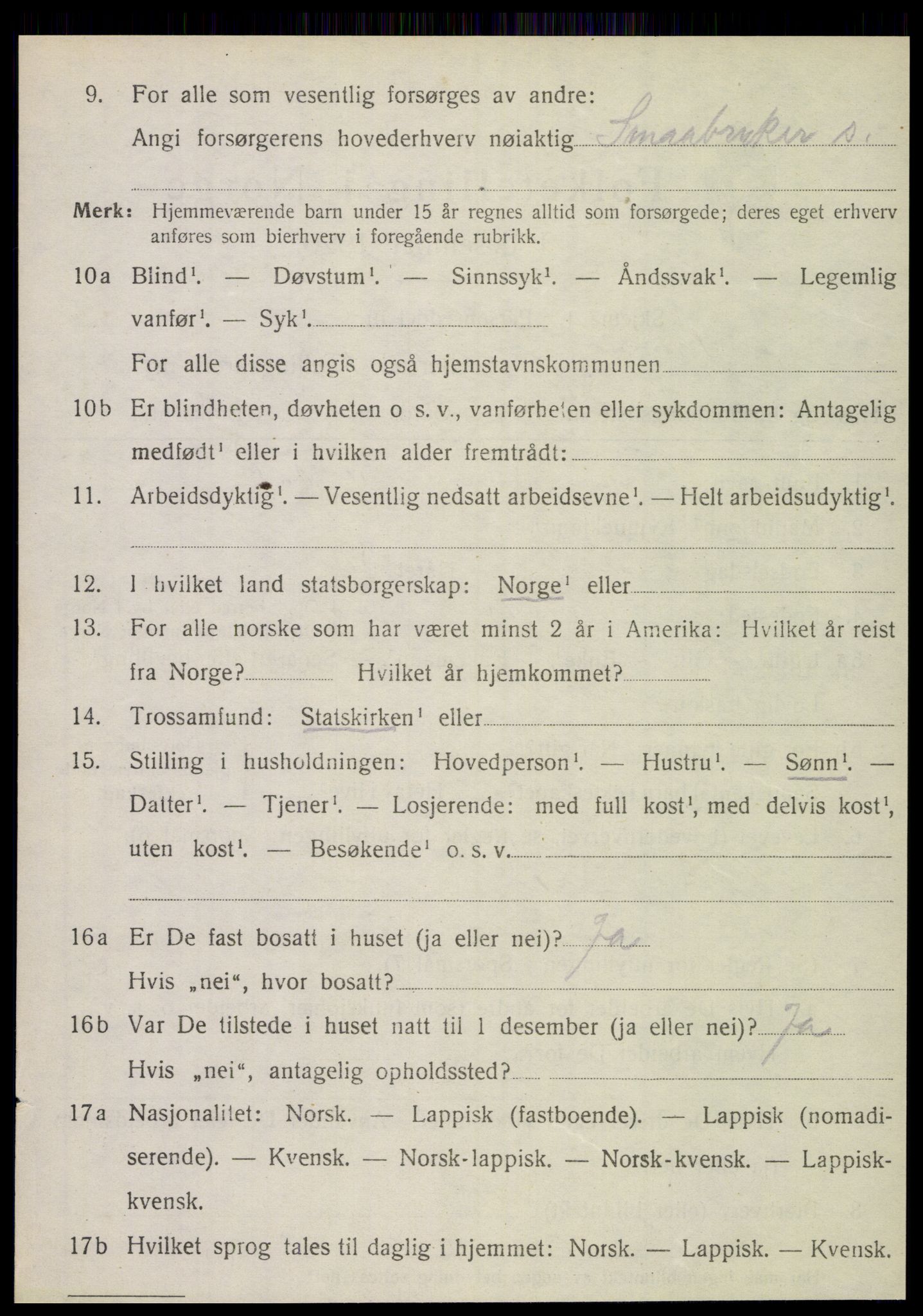 SAT, 1920 census for Hemnes, 1920, p. 5907