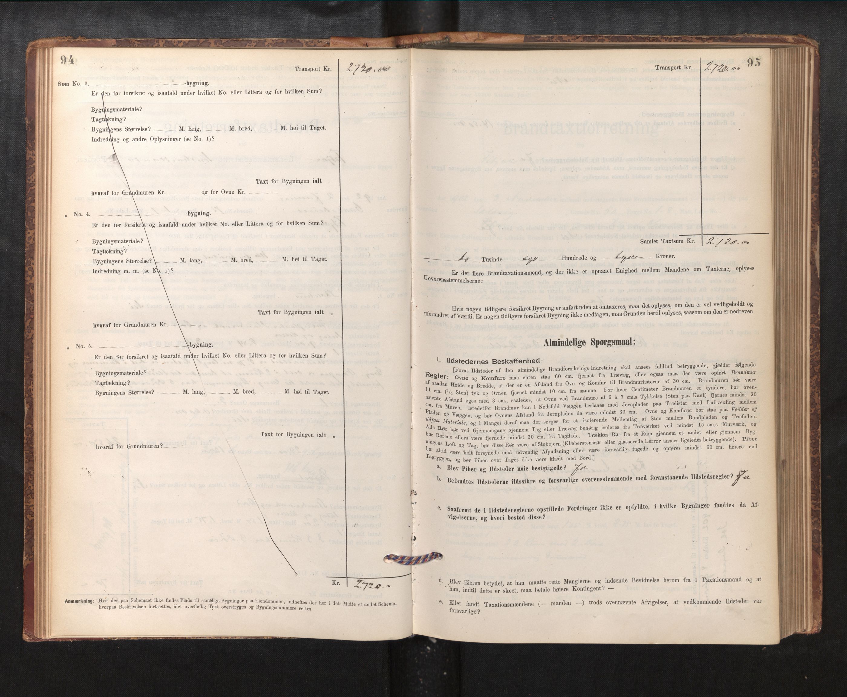 Lensmannen i Fitjar, AV/SAB-A-32001/0012/L0001: Branntakstprotokoll, skjematakst, 1895-1948, p. 94-95