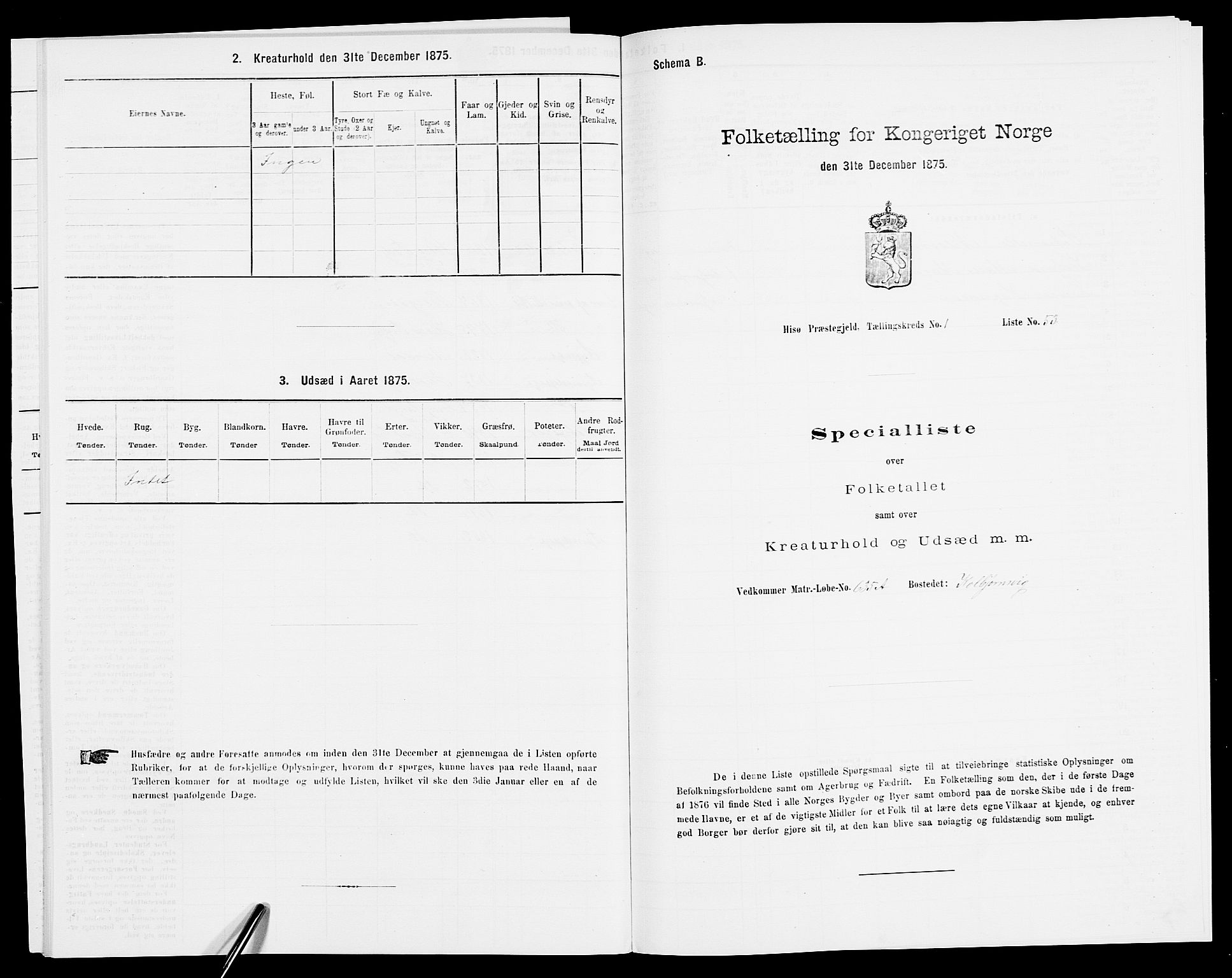 SAK, 1875 census for 0922P Hisøy, 1875, p. 150