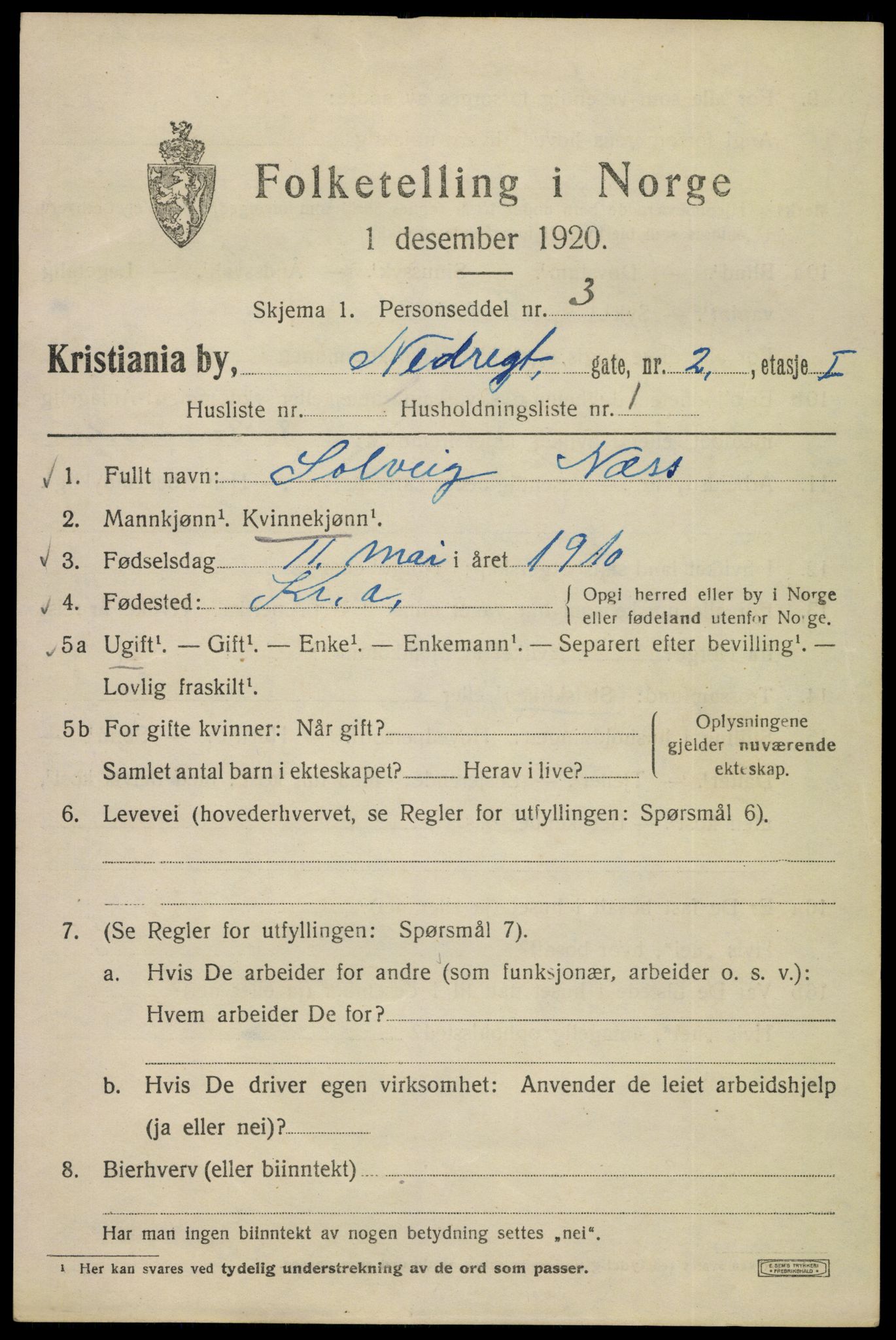 SAO, 1920 census for Kristiania, 1920, p. 410859